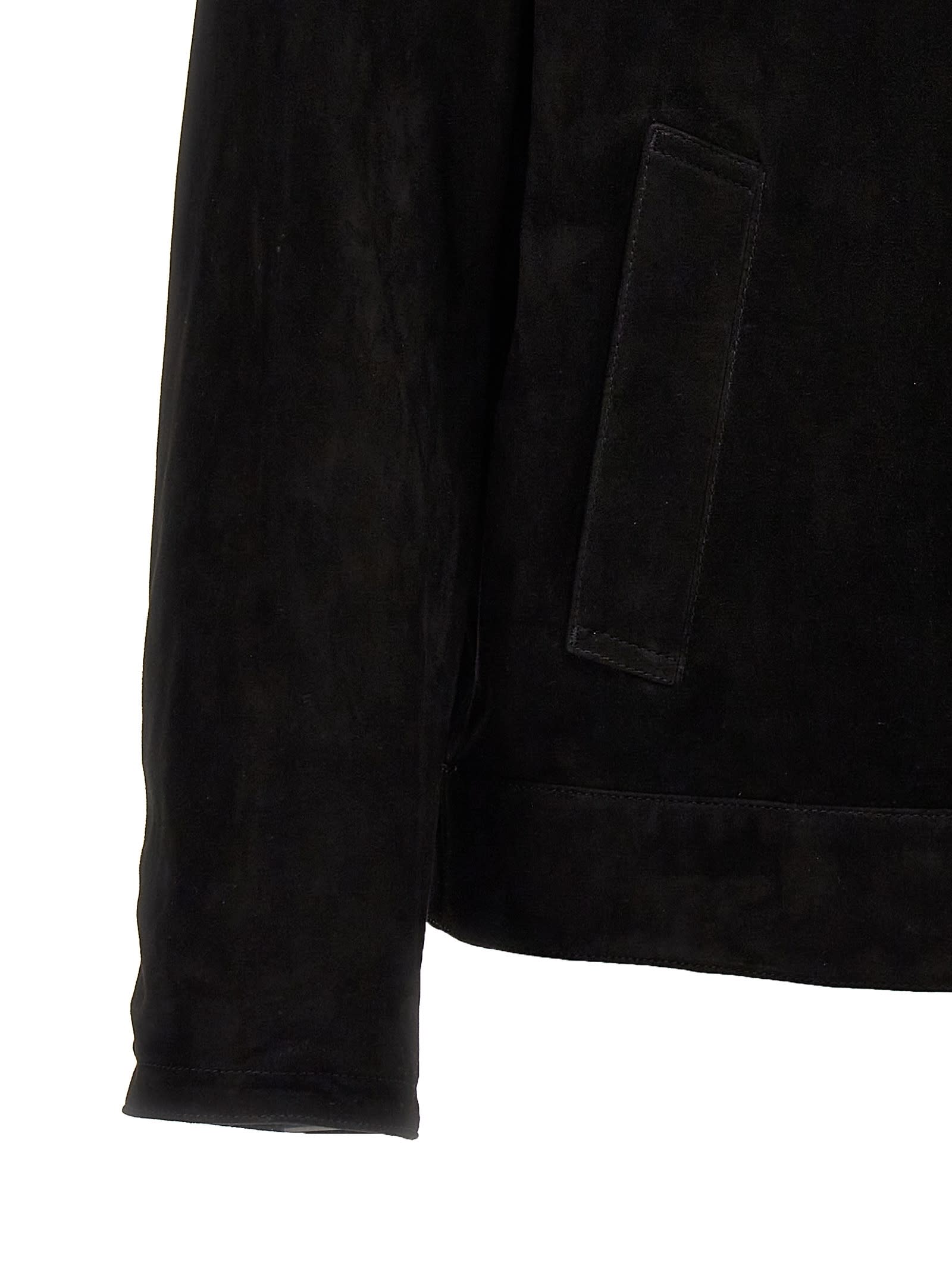 Shop Brioni Suede Jacket In Black