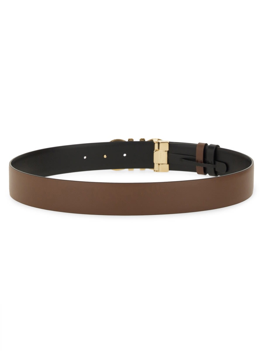 Ferragamo Reversible And Adjustable Gancini Belt In Brown