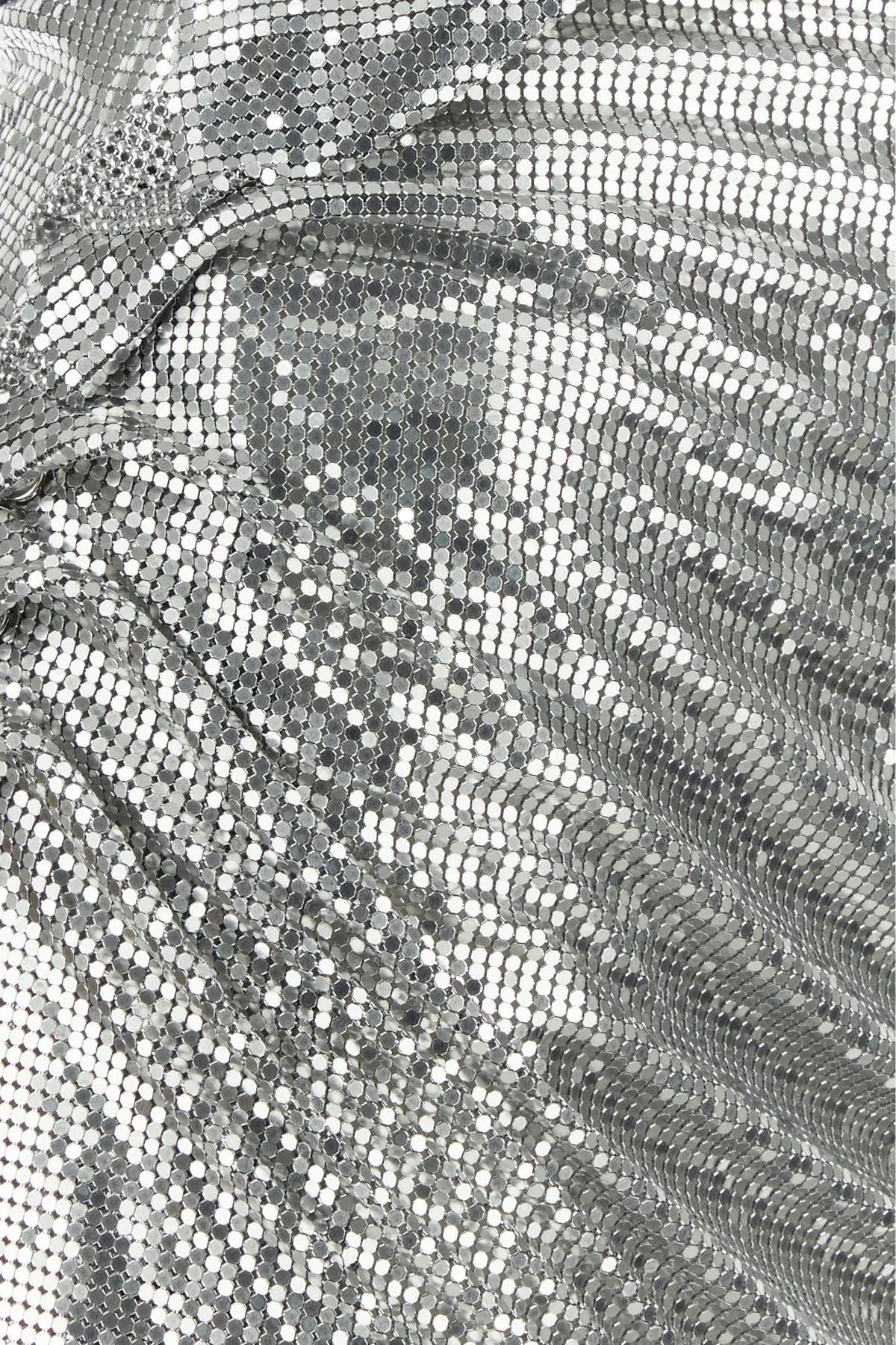 Shop Rabanne Button Sided Metallic Sleeveless Dress In Silver