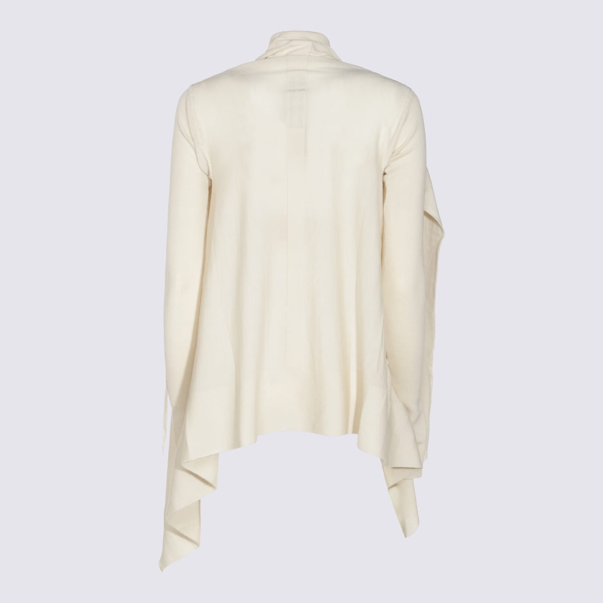 Rick Owens Ribbed Asymmetric-hem Cardigan In Dinge