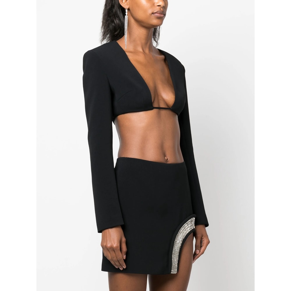 David Koma Plunging-neck Crop Top In Black