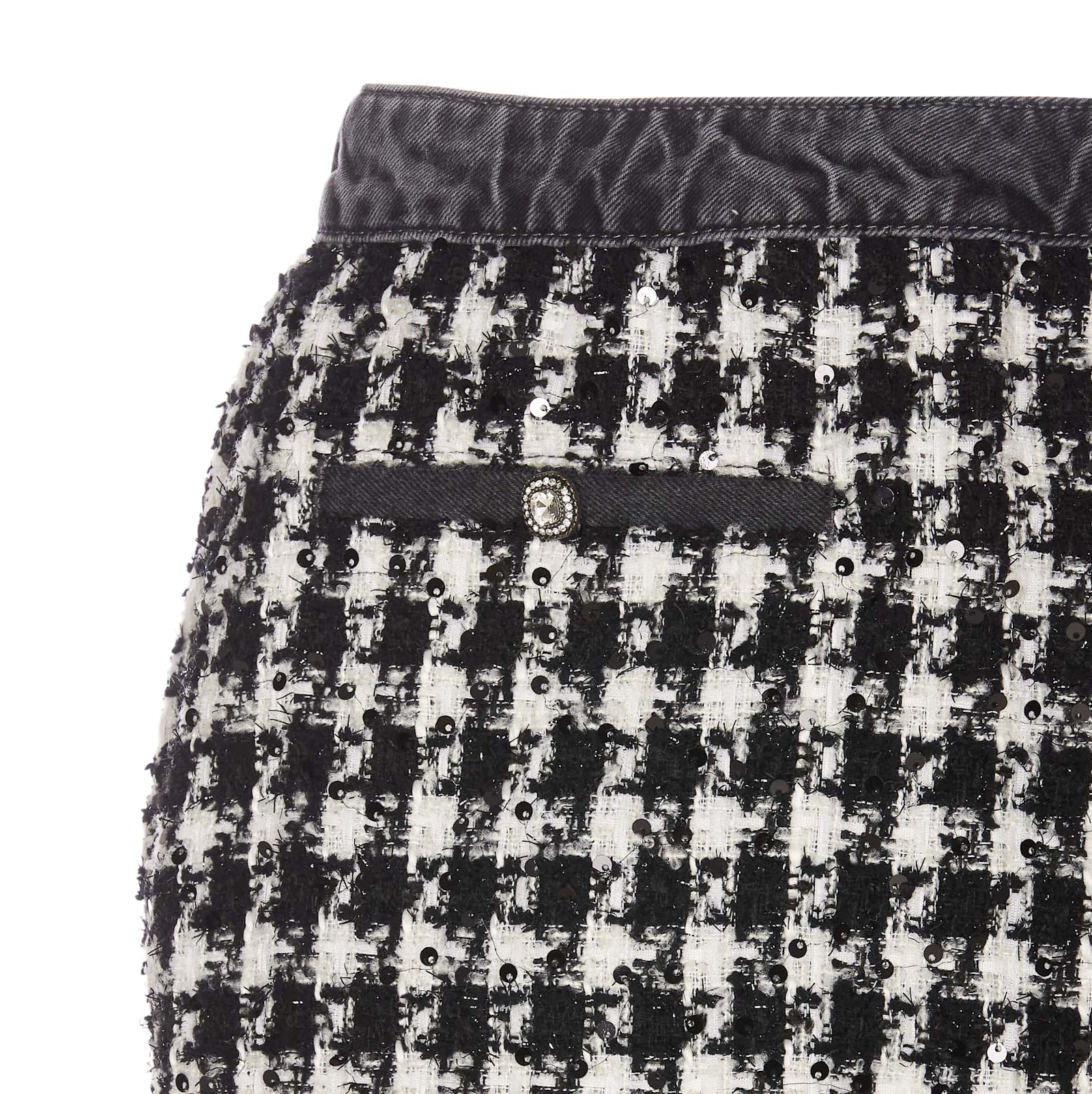 Shop Liu •jo Mini Houndstooth Skirt In Black