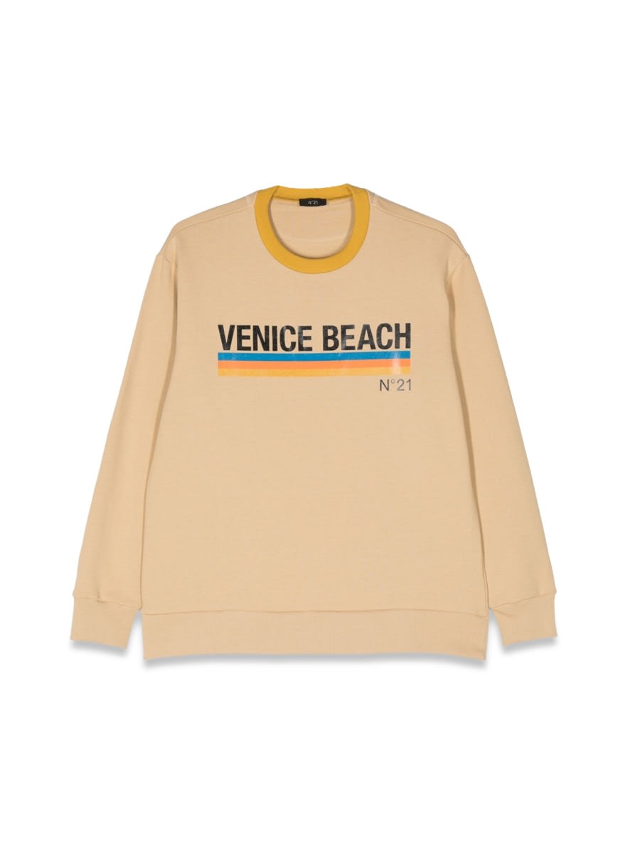 N°21 Graphic-print Sweatshirt In Beige