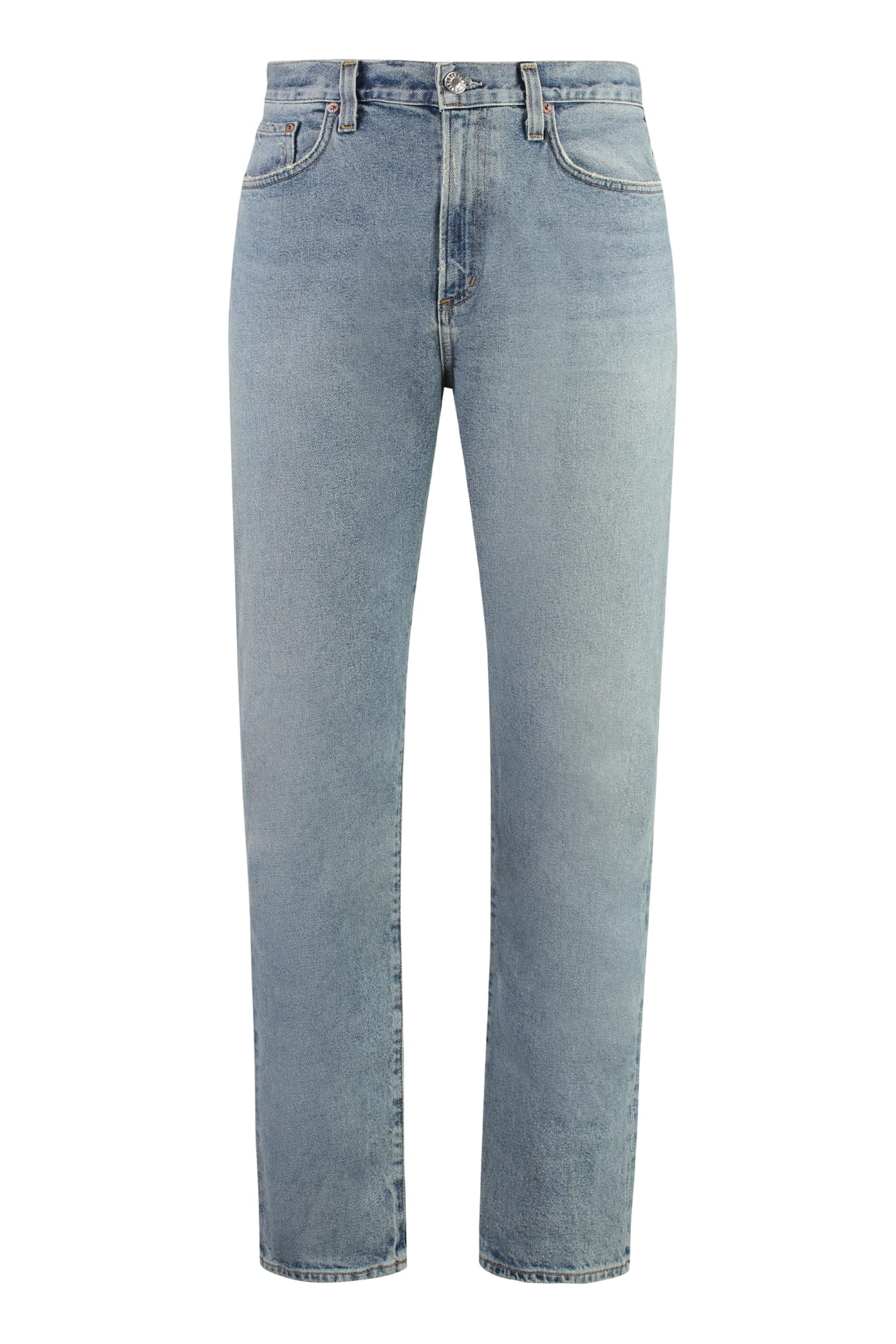 Shop Agolde Curtis Tapered Fit Jeans In Denim