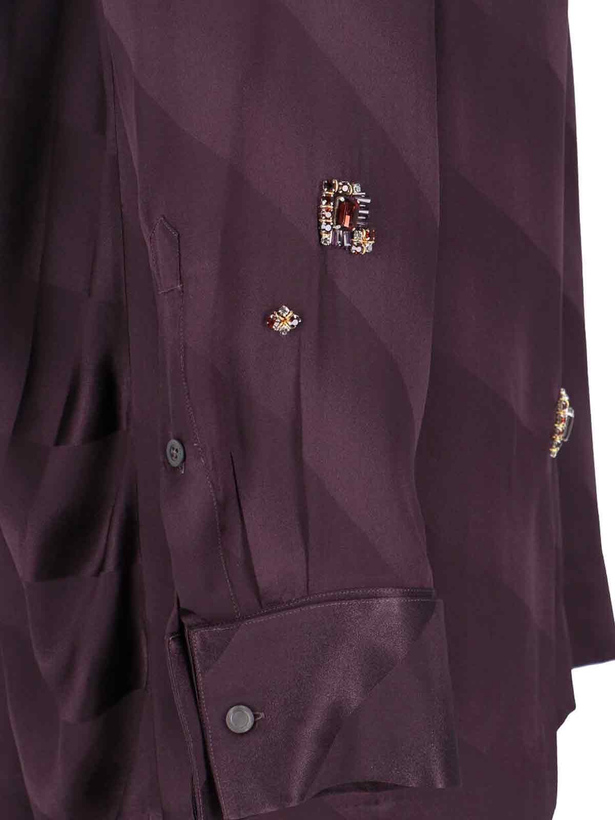 Dries Van Noten Silk Blousa With Crystals In Purple