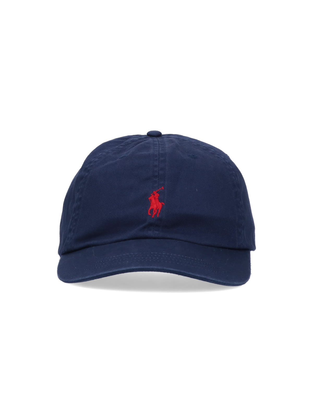 Shop Polo Ralph Lauren Logo Baseball Cap Hat In Navy/red