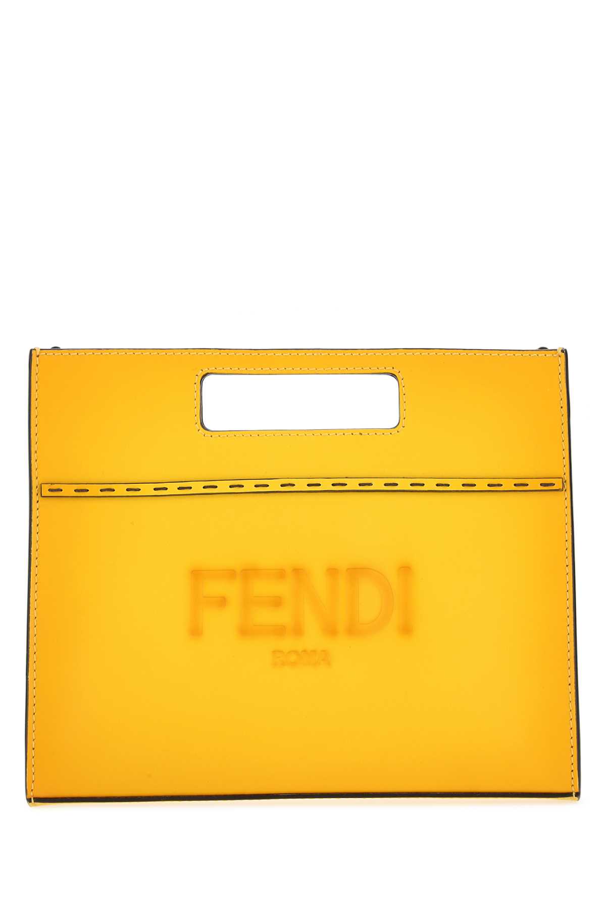 Shop Fendi Yellow Leather Handbag In F0chf