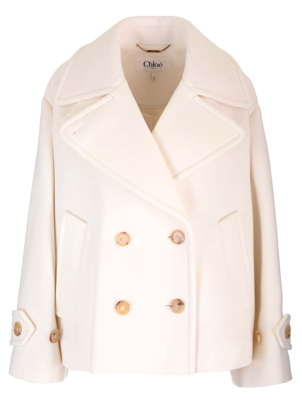 CHLOÉ OVERSIZED DOUBLE-BREASTED SHORT COAT 