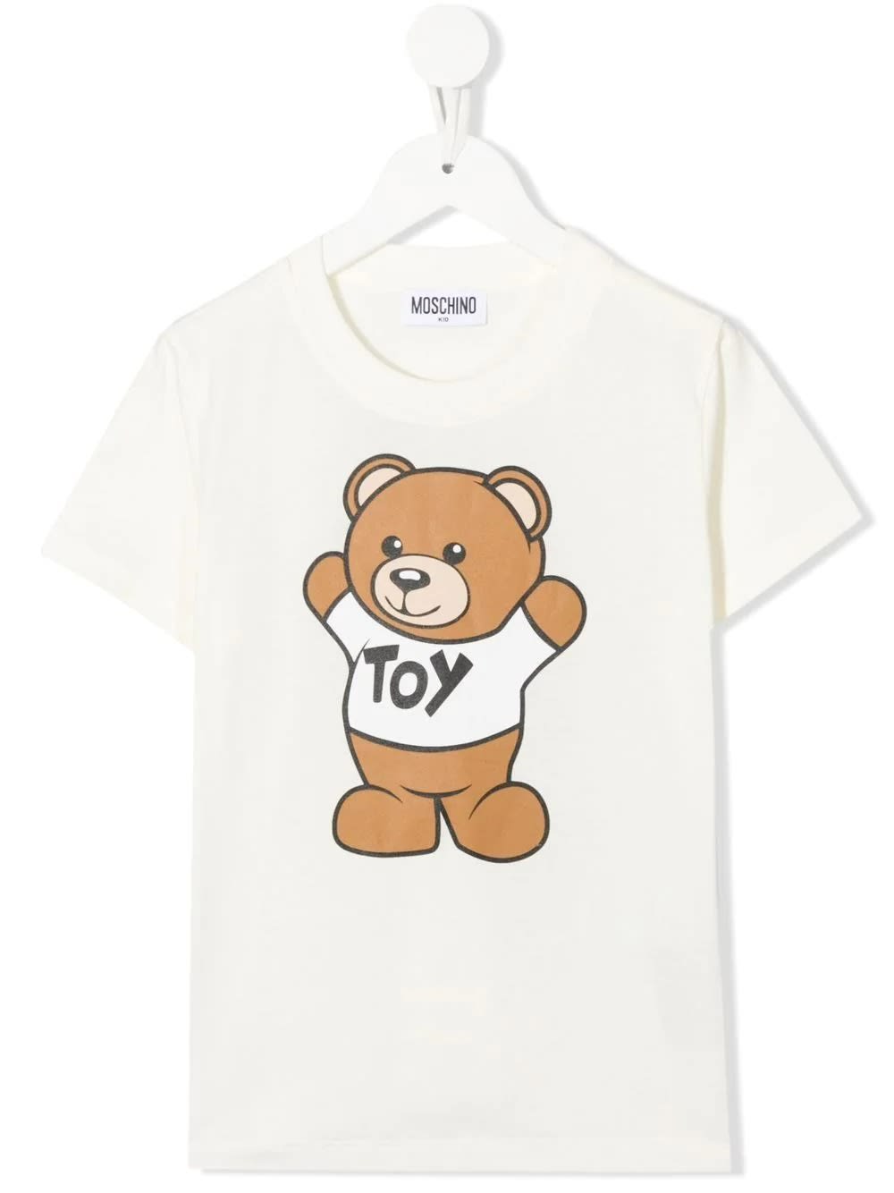 Kids White T-shirt With Front And Back Moschino Teddy Bear Print