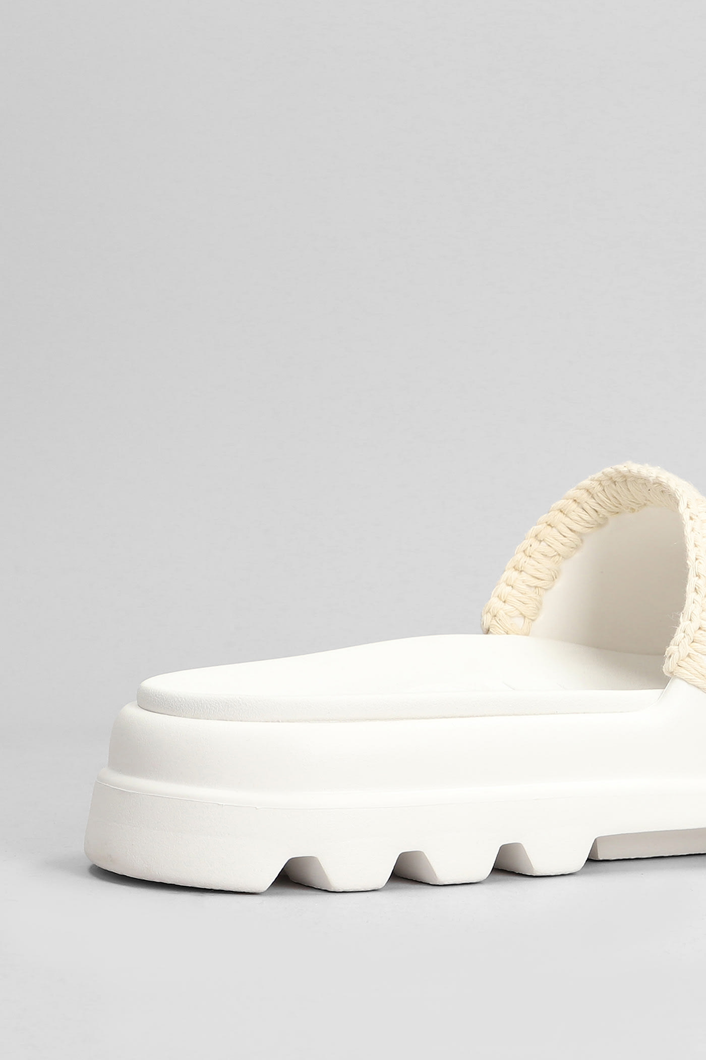 Shop Mou Eva Onepiece Flats In White Rubber/plasic