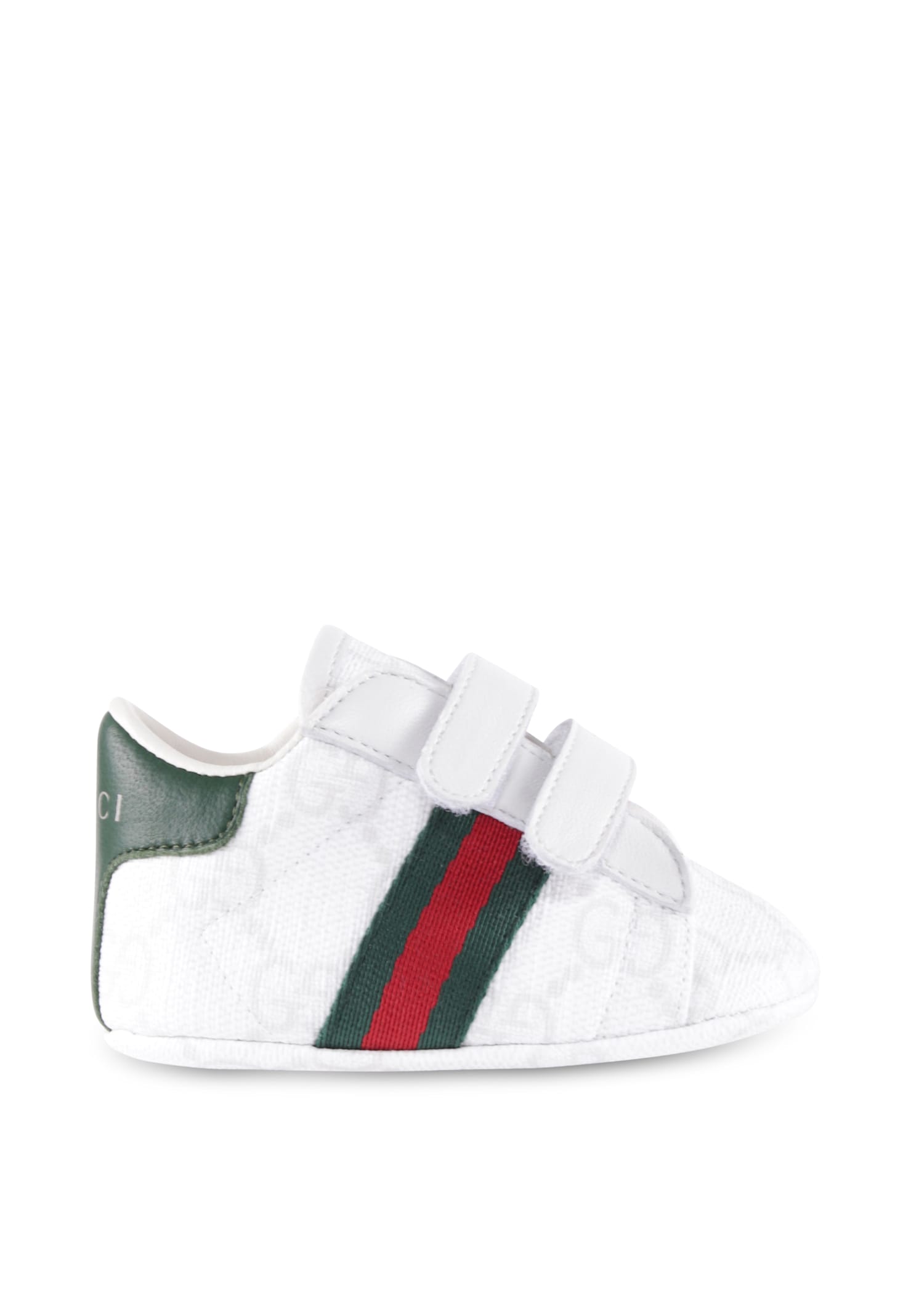 Gucci White Ace Sneakers For Babykids With Web Detail In White