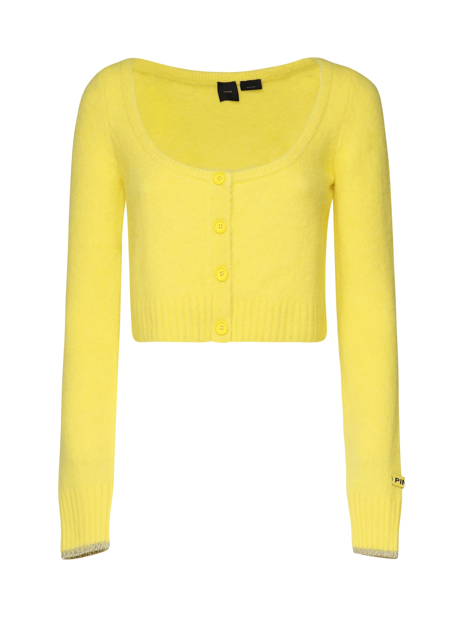 Shop Pinko Colorpoint Sweater With Wide Round Neckline In Yellow