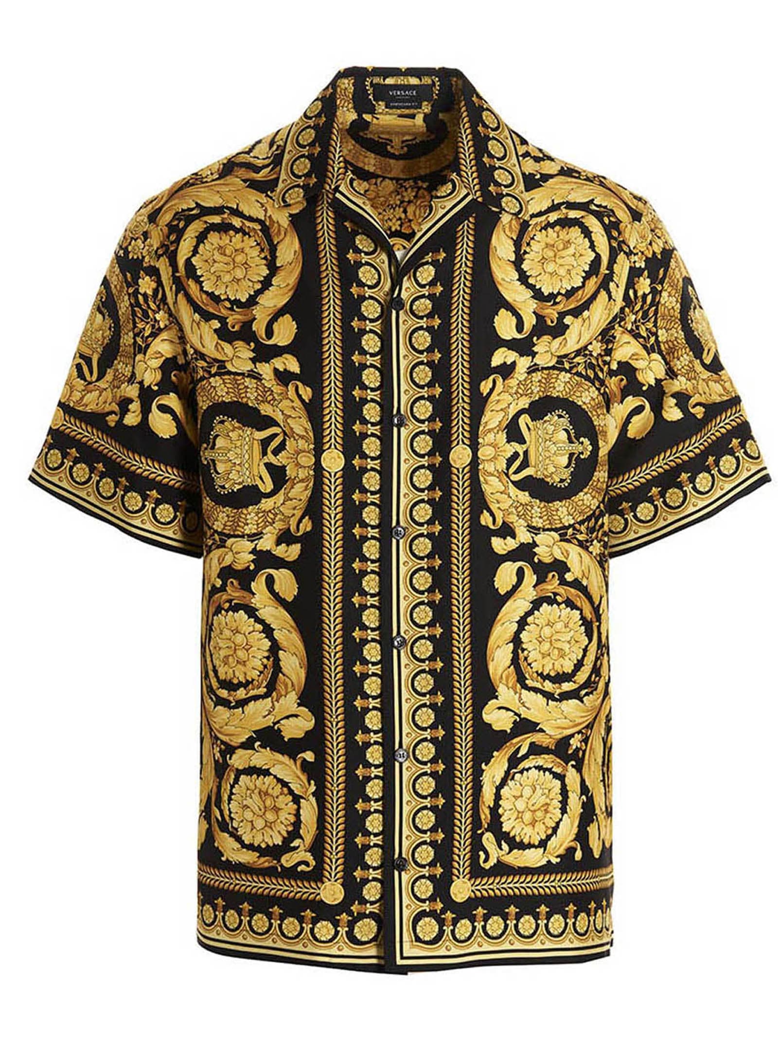 Versace Barocco Shirt In Black Gold