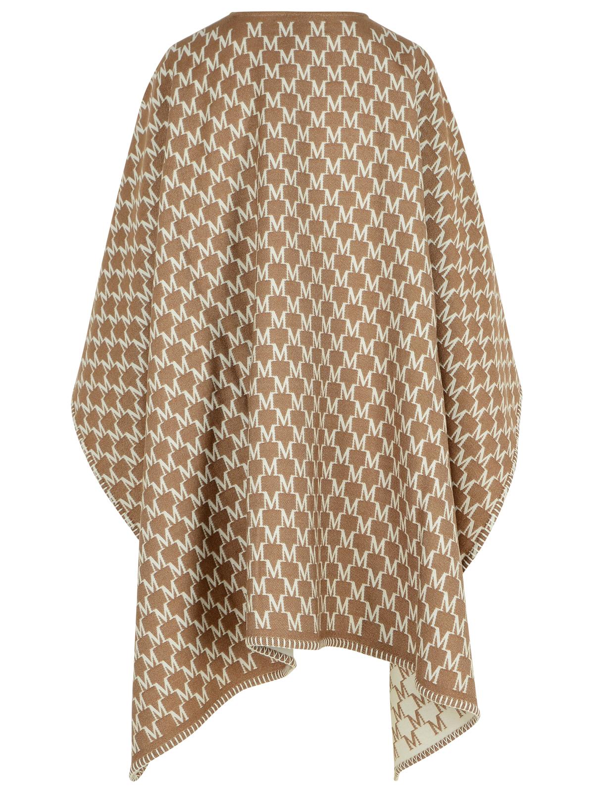 Max Mara Editti Hood In Virgin Wool And Brown Cotton In Brown