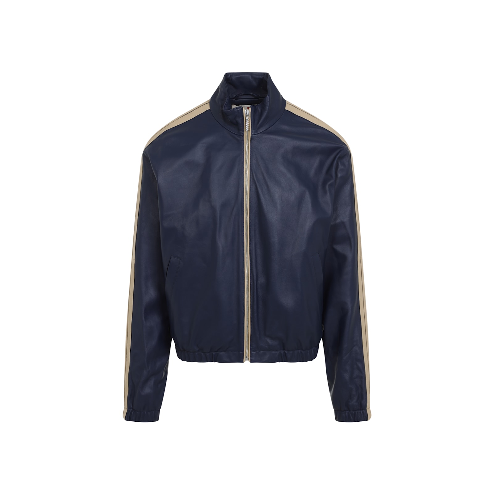 Shop Marni Ovine Leather Jacket In Blue China