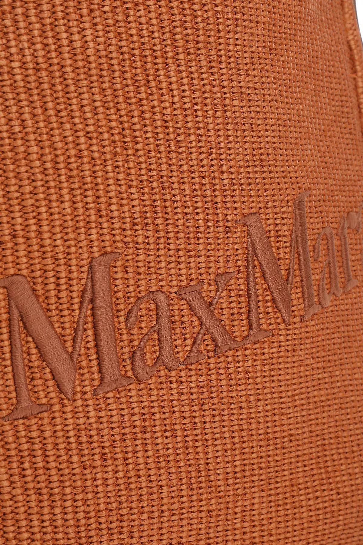 Max Mara Caramel Raffia Easybag Shopping Bag