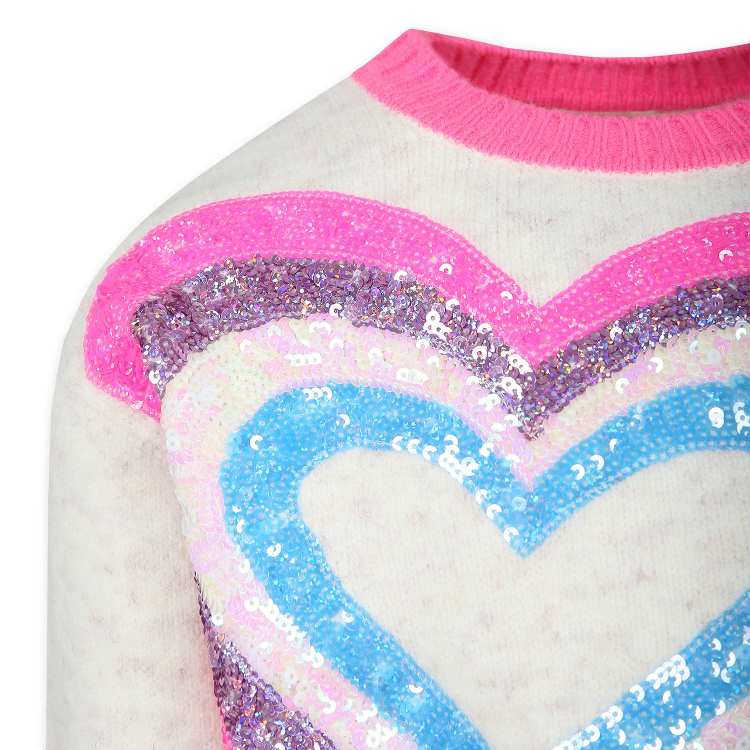 Shop Billieblush Ivory Sweater For Girl With Hearts