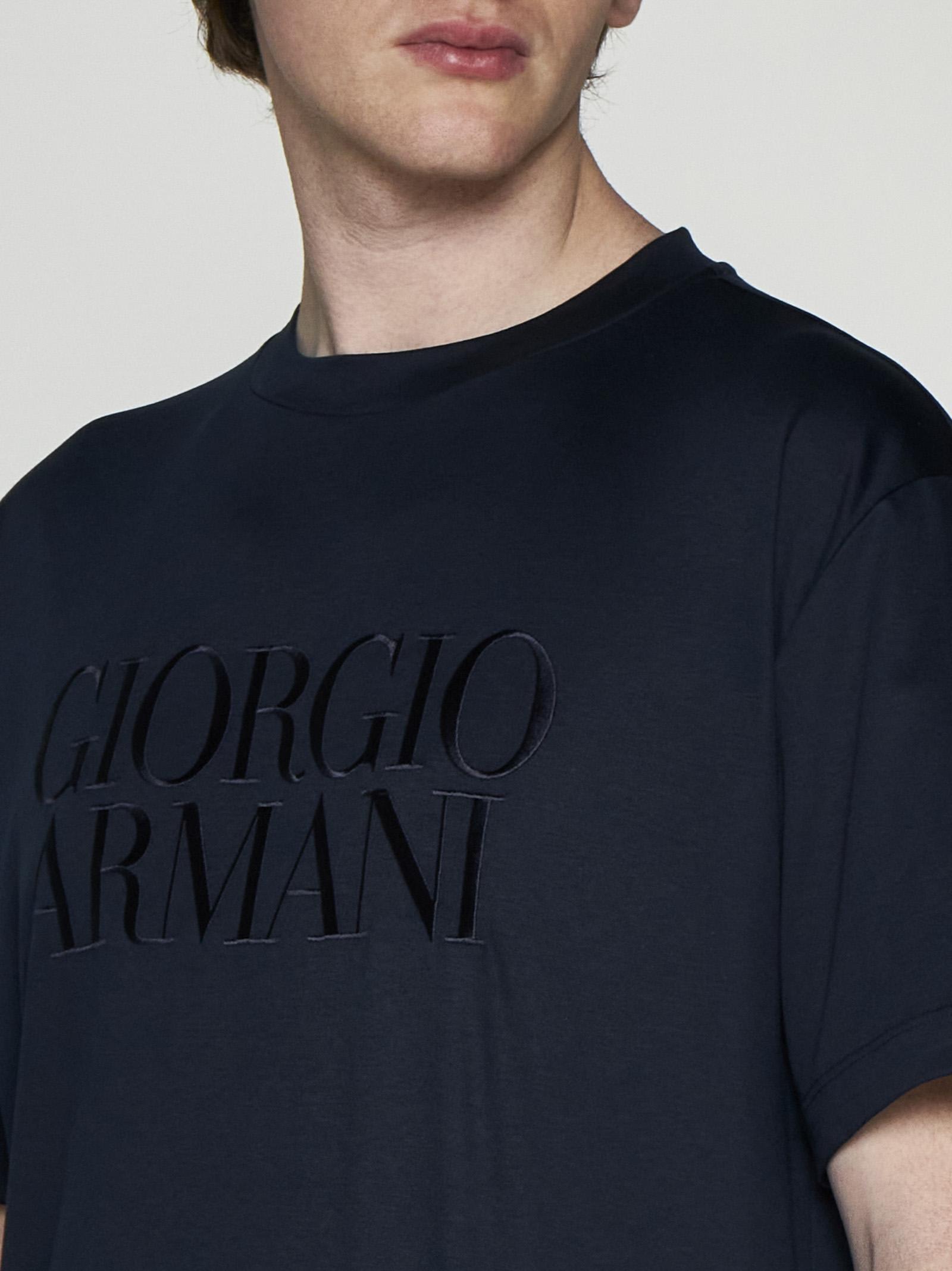 Shop Giorgio Armani Logo Cotton T-shirt In Ubwf