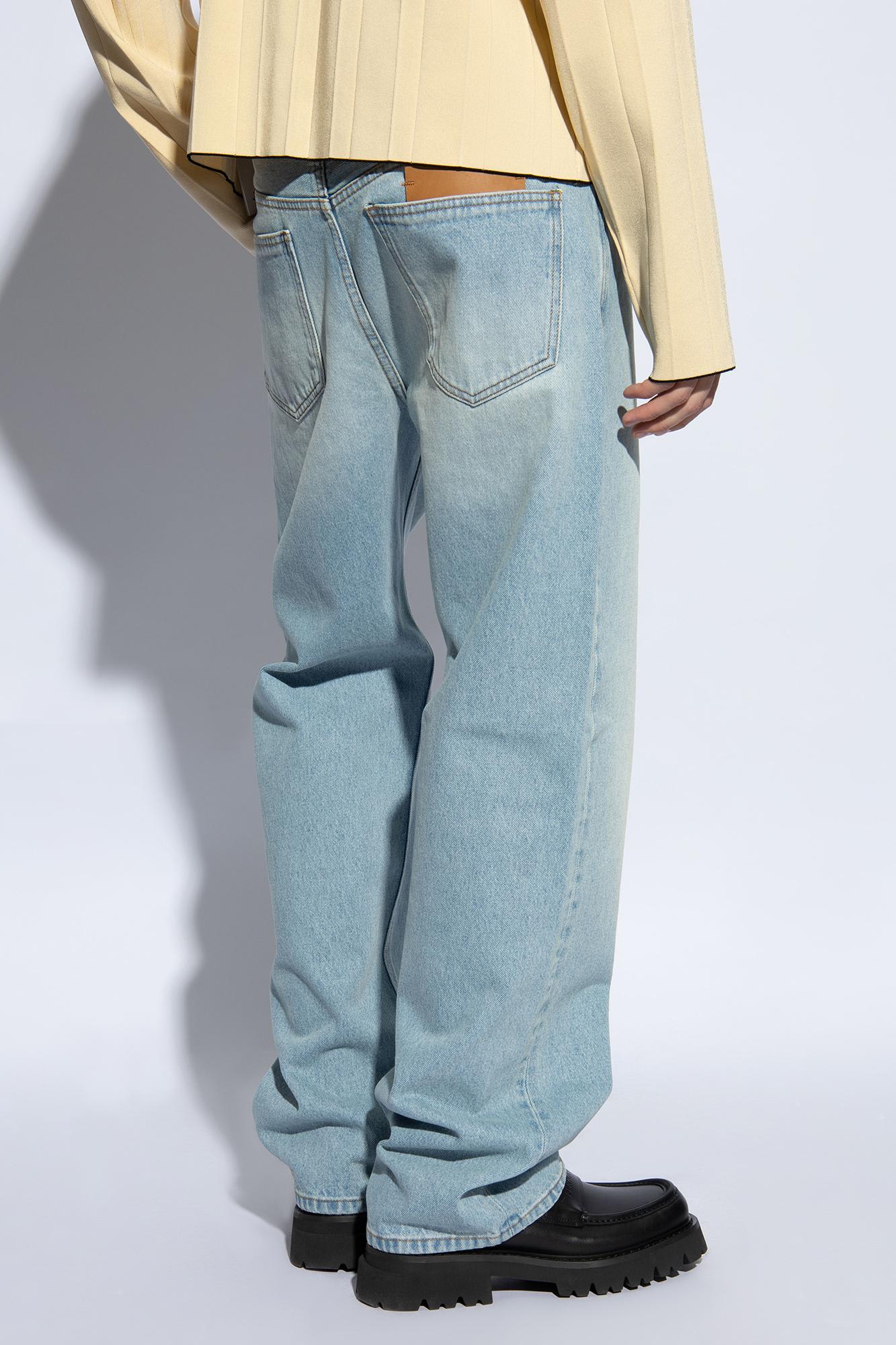 Shop Jacquemus Jeans With Straight Legs In Blue