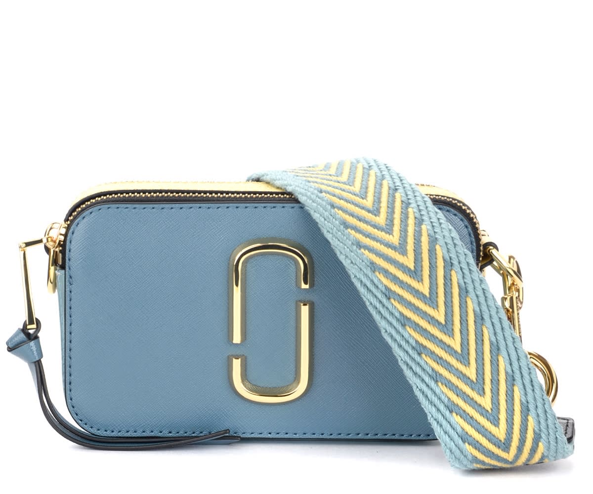 The Marc Jacobs Snapshot Crossbody Bag In Light Blue And Yellow
