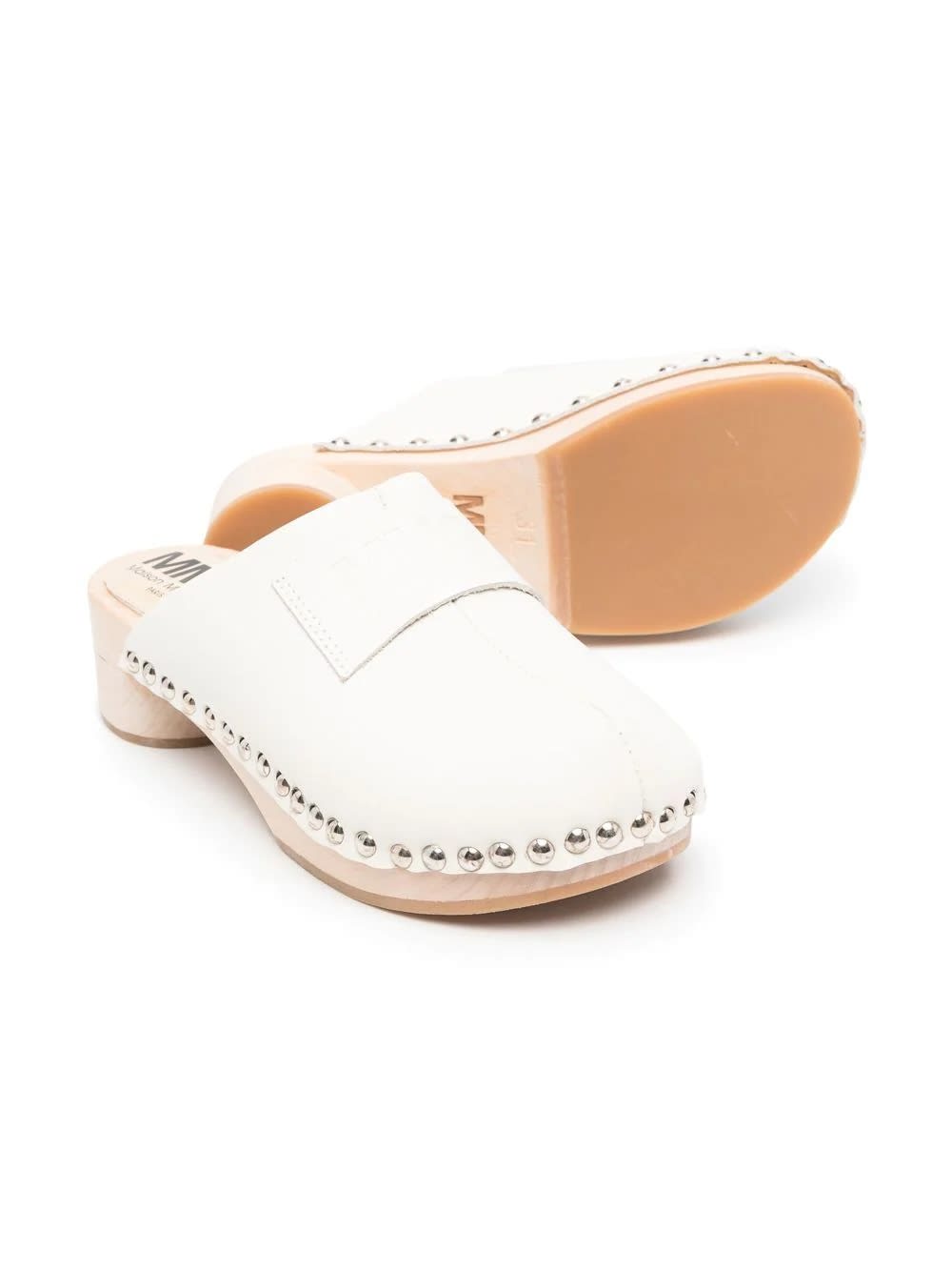 Mm6 Maison Margiela Kids' White Clogs Slippers With Embossed Logo