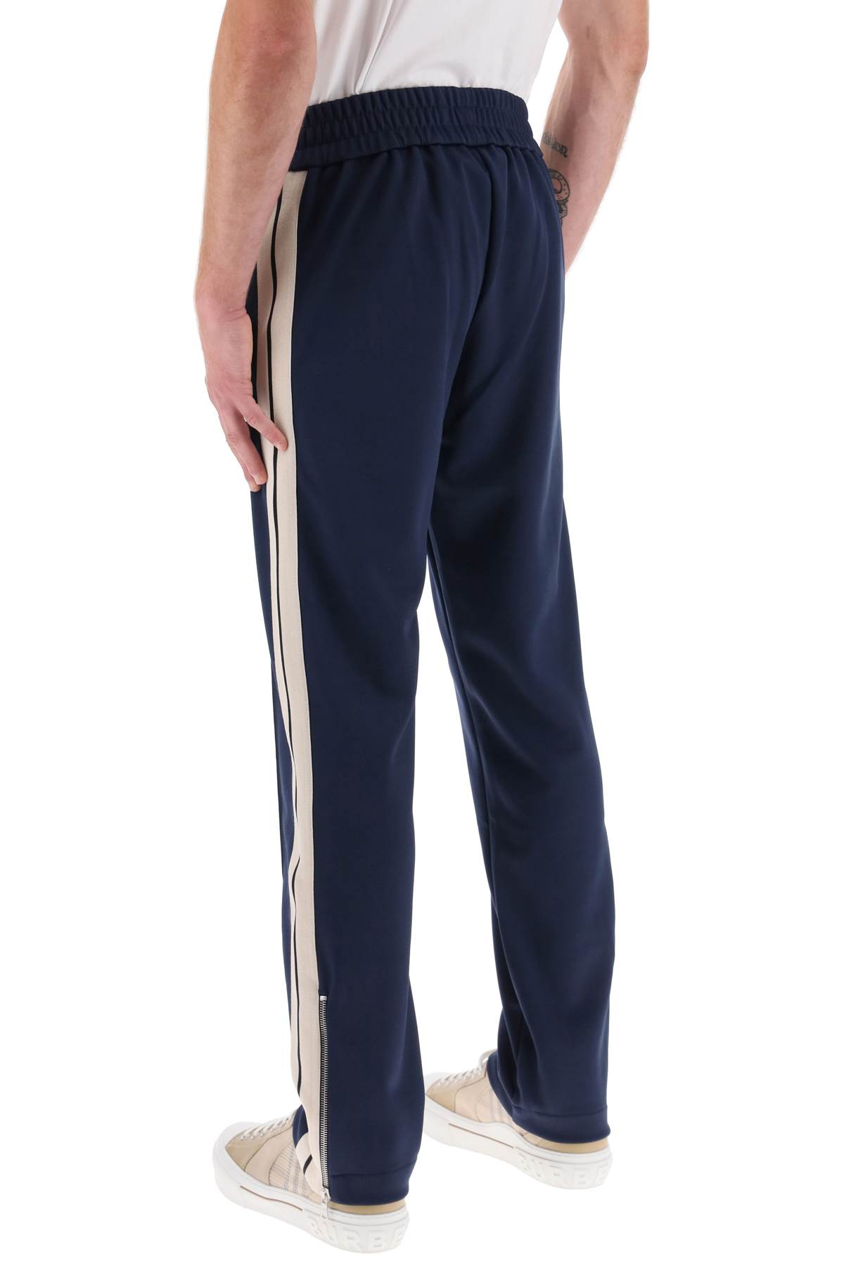 Shop Palm Angels Track Pants With Contrasting Side Bands In Navy