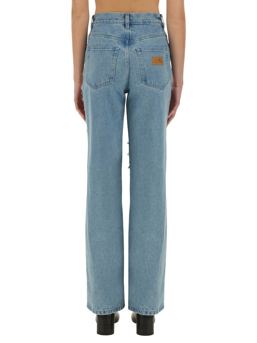 Shop Mm6 Maison Margiela Destroyed Straight Jeans