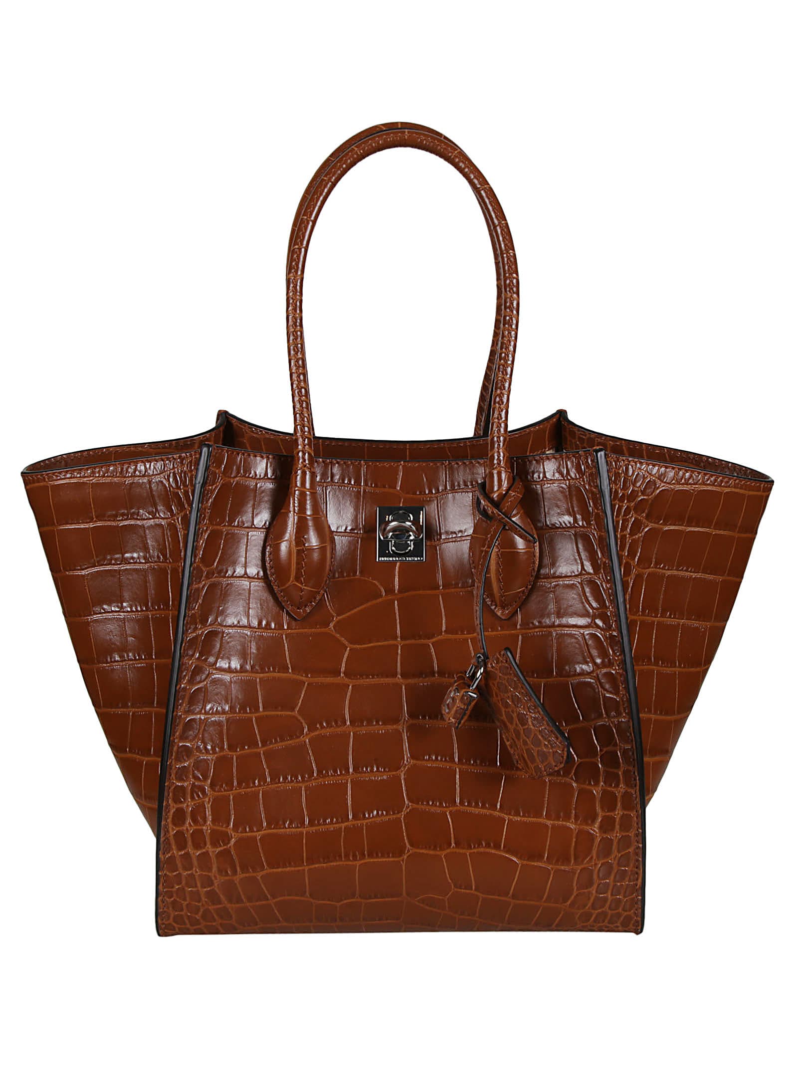 Shop Ermanno Scervino Logo Skinned Tote In Brown