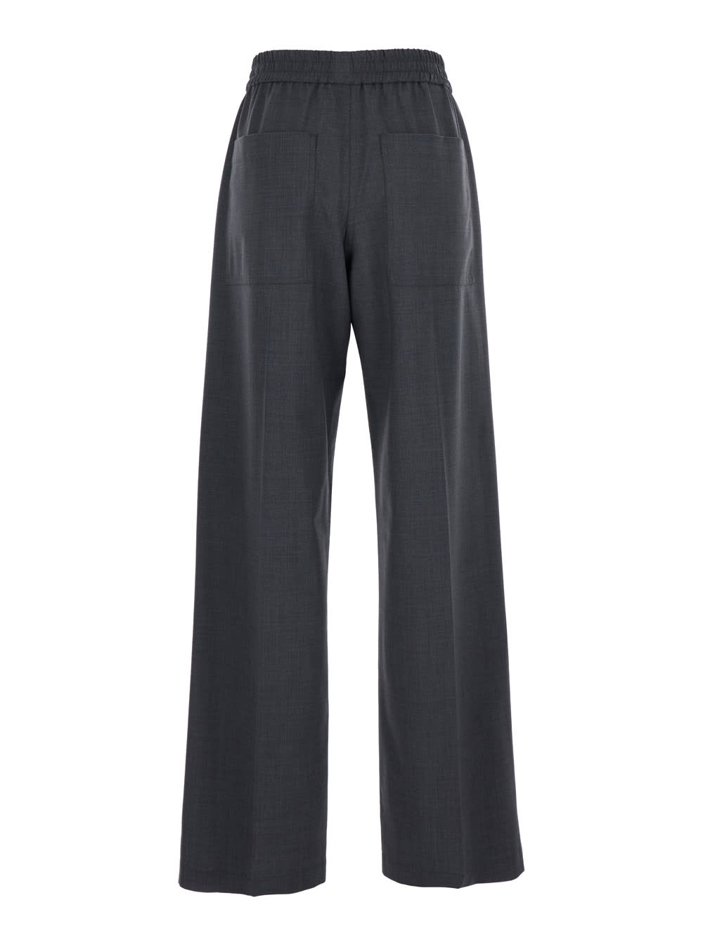 Brunello Cucinelli Grey Pants With Elastic Waist In Wool Blend Stretch Woman