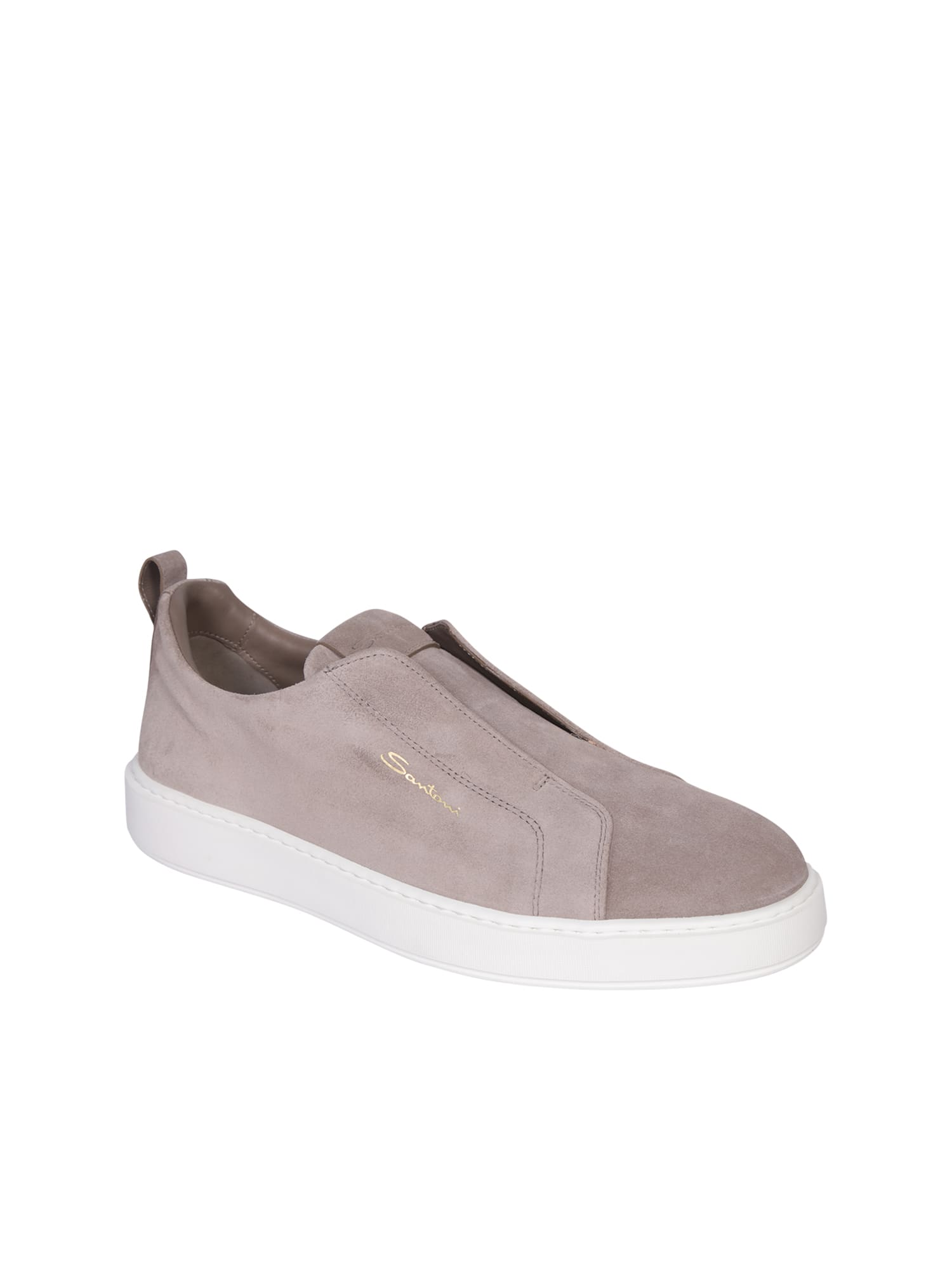 Shop Santoni Victor Slip On Suede Sneakers In Grey