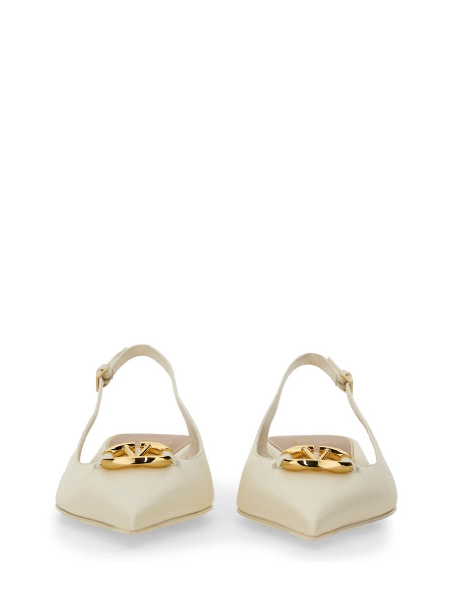 Valentino Slingback Vlogo Ballerina In Ivory