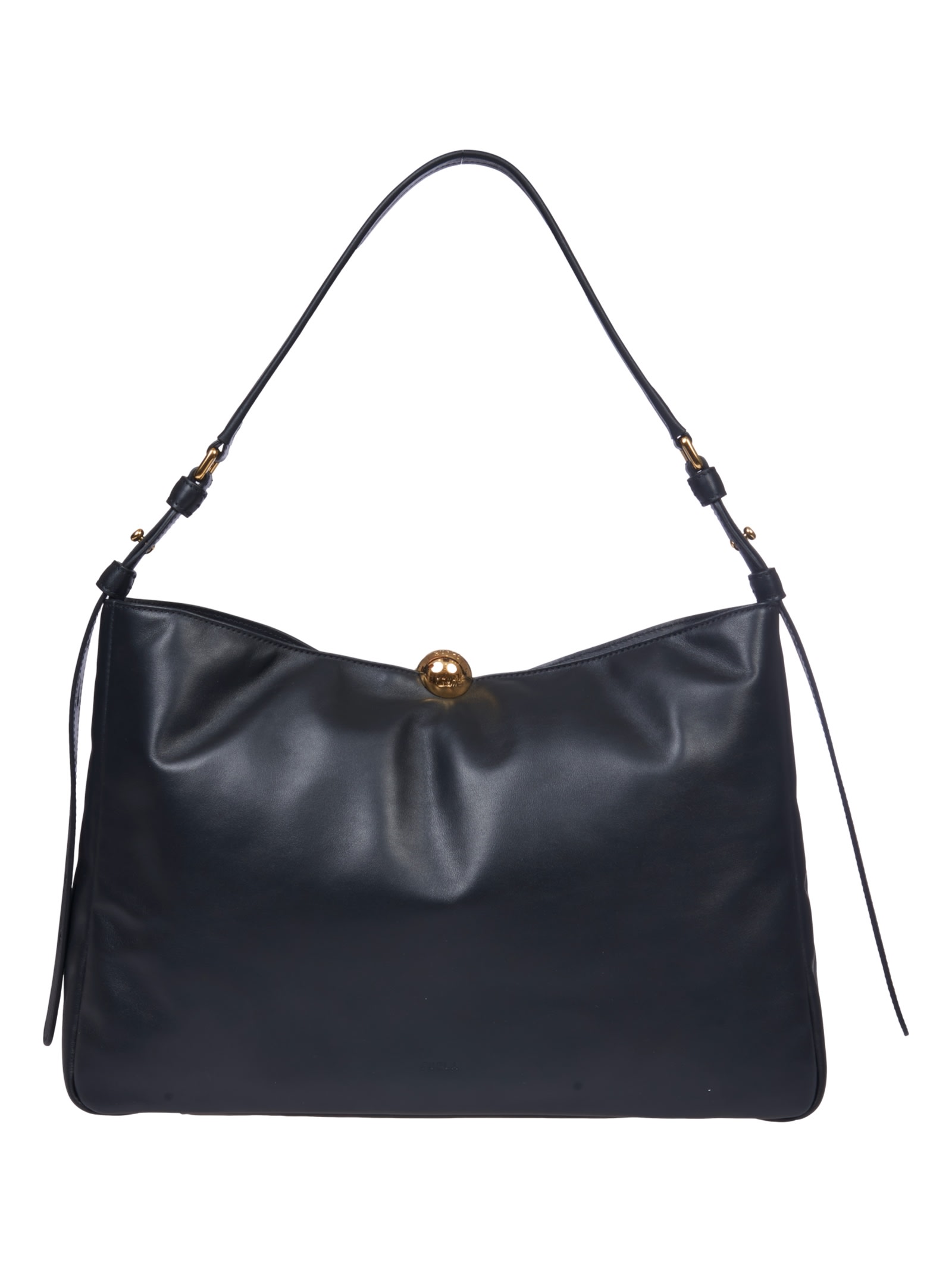 Furla Logo Debossed Medium Shoulder Bag In Black