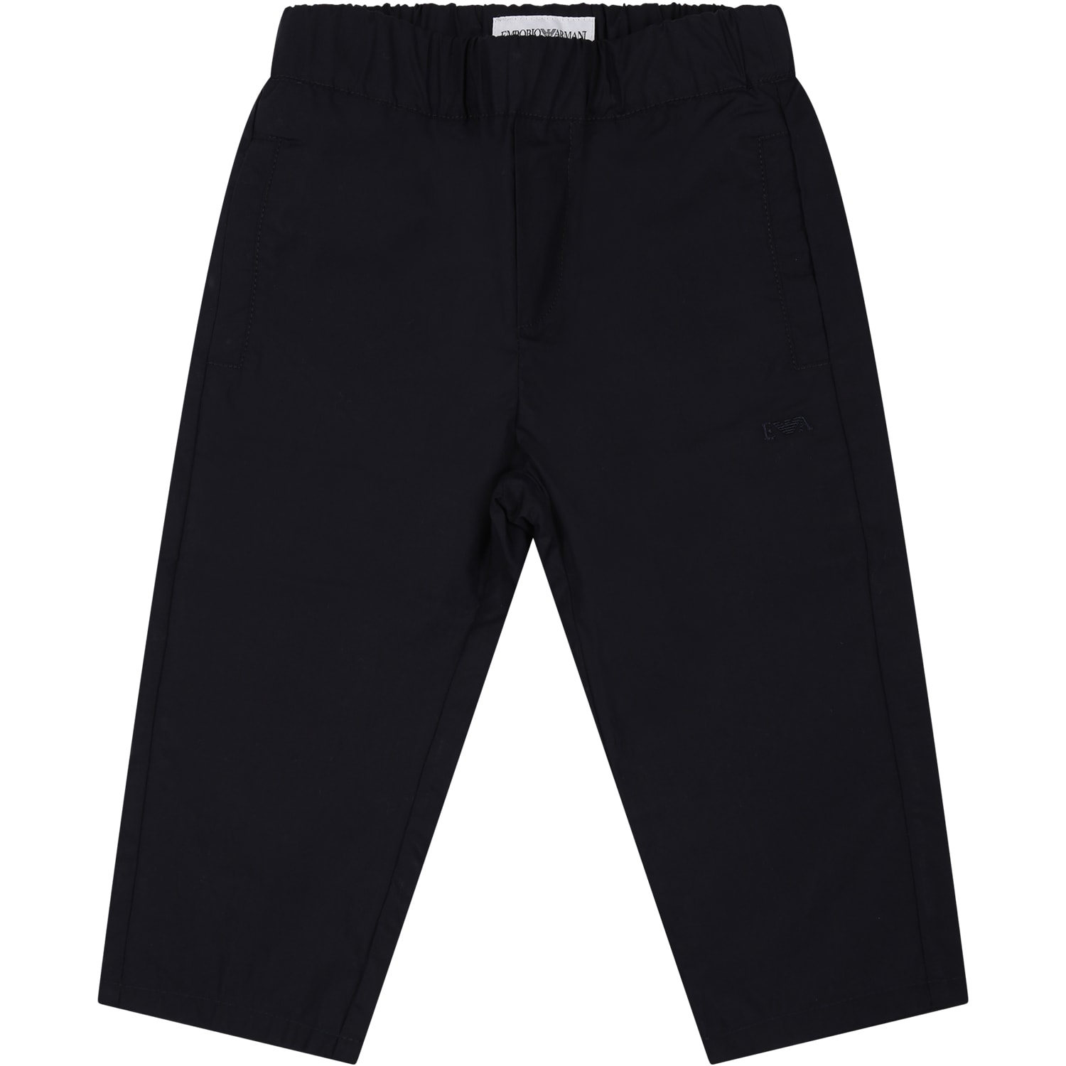 Armani Collezioni Blue Trousers For Baby Boy With Logo And Iconic Eaglet