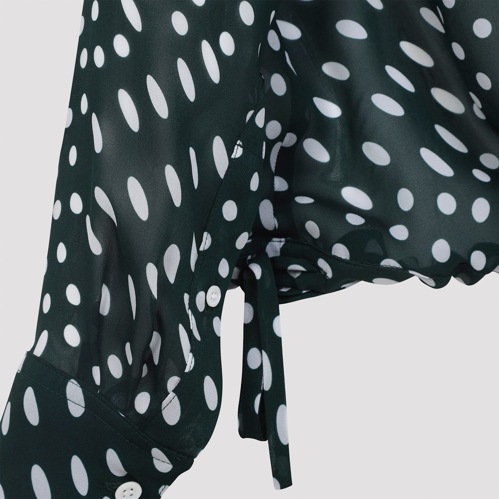 Dries Van Noten Printed Long Sleeve Blouse With Drawstring Hem In Green