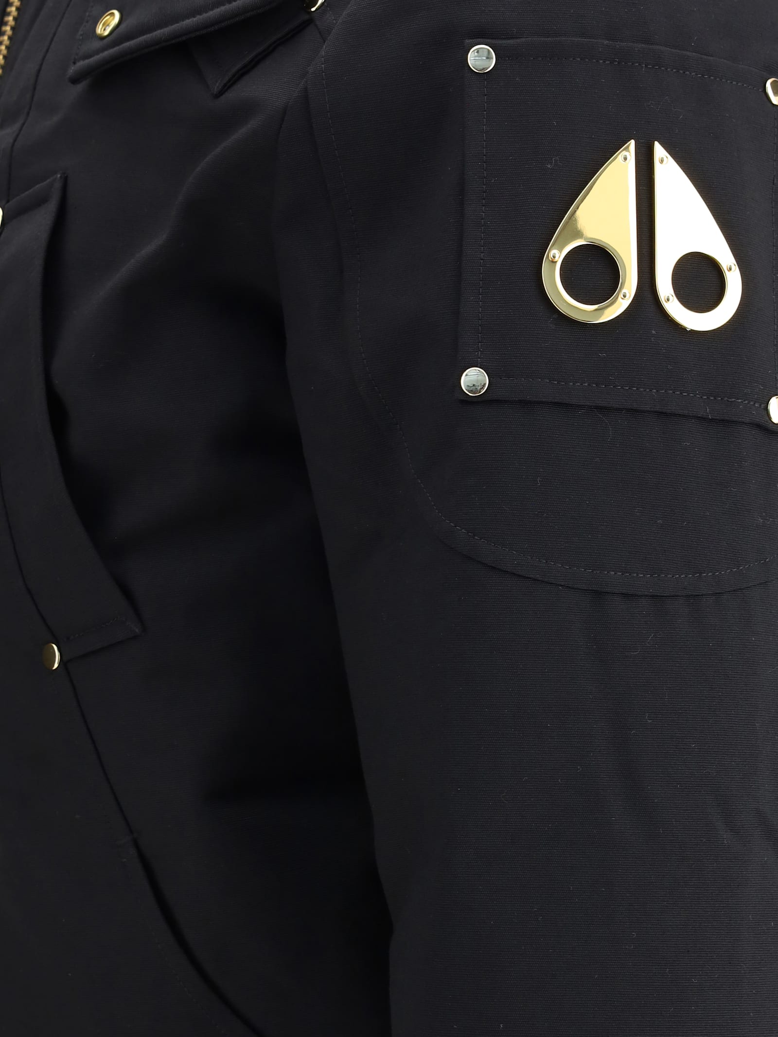 Moose Knuckles Gold Ballistic Neoshear Bomber In Black