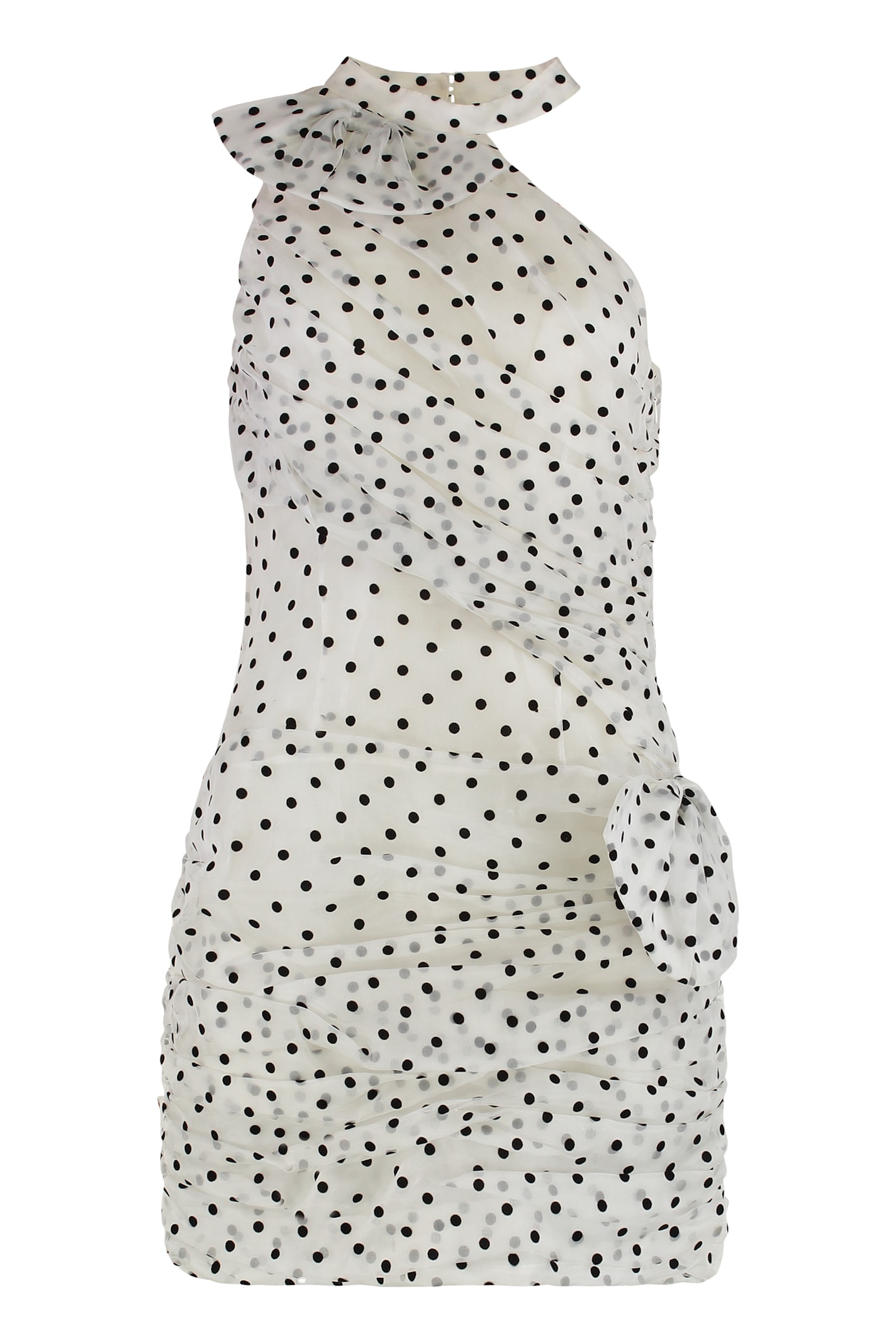 Alessandra Rich Mini Dress With Bow And Polka Dots In White