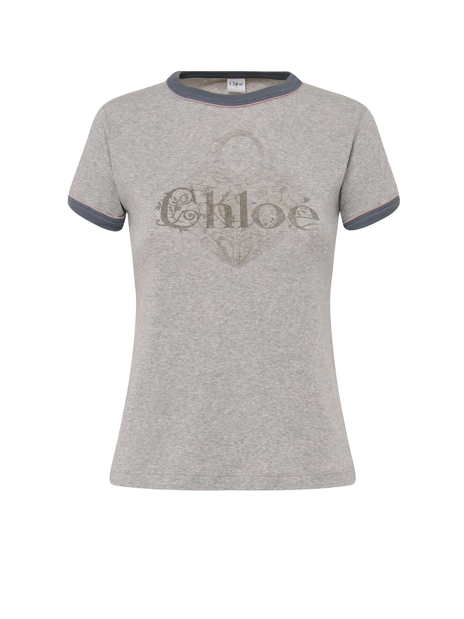 Chloé Baby Fit Logo T-shirt In Cotton Jersey In Gray