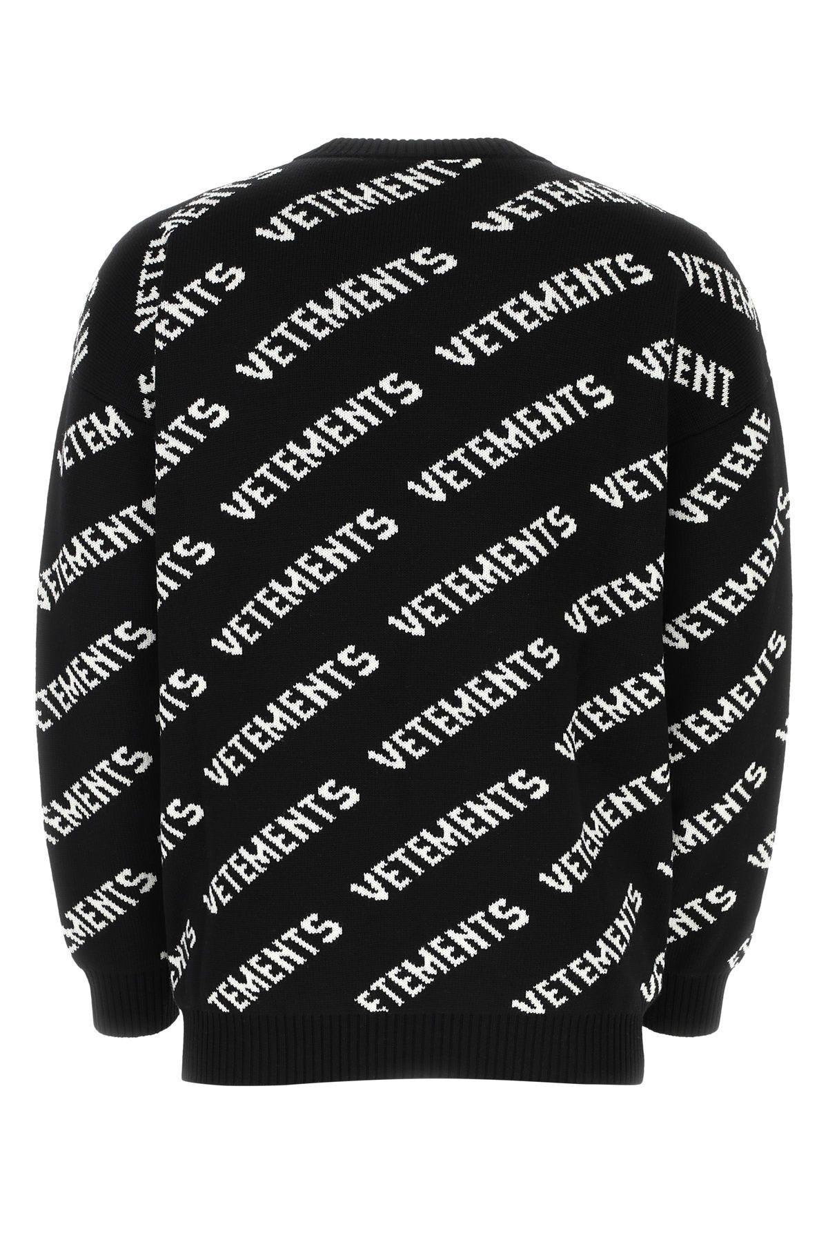 Shop Vetements Embroidered Wool Oversize Sweater In Black