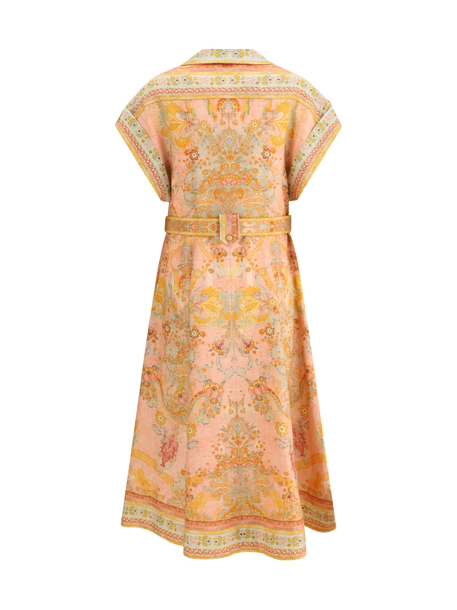 Shop Zimmermann Acacia Midi Dress In Pink Multi