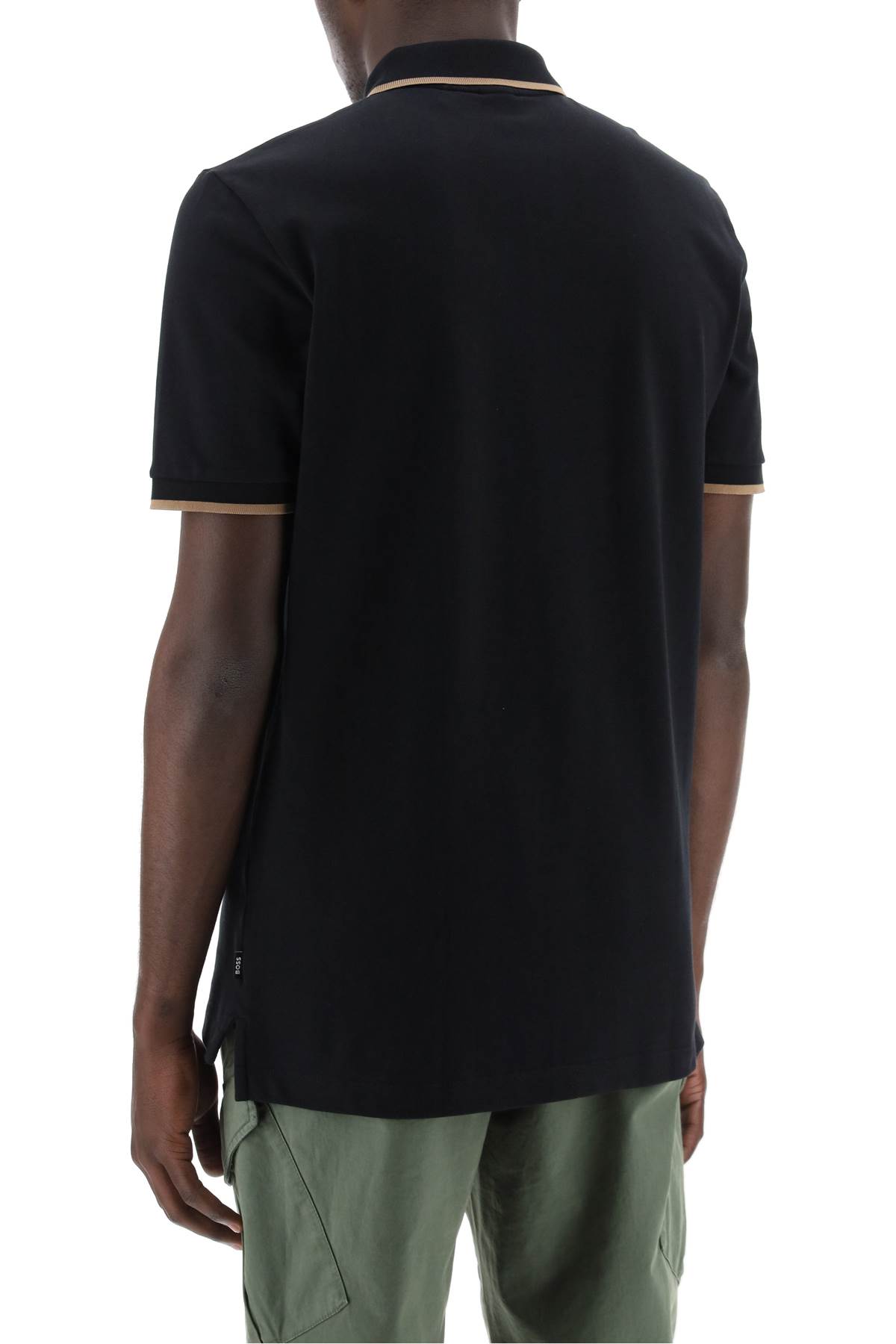 Shop Hugo Boss Contrast Trim Parlay Polo Shirt In Black (black)