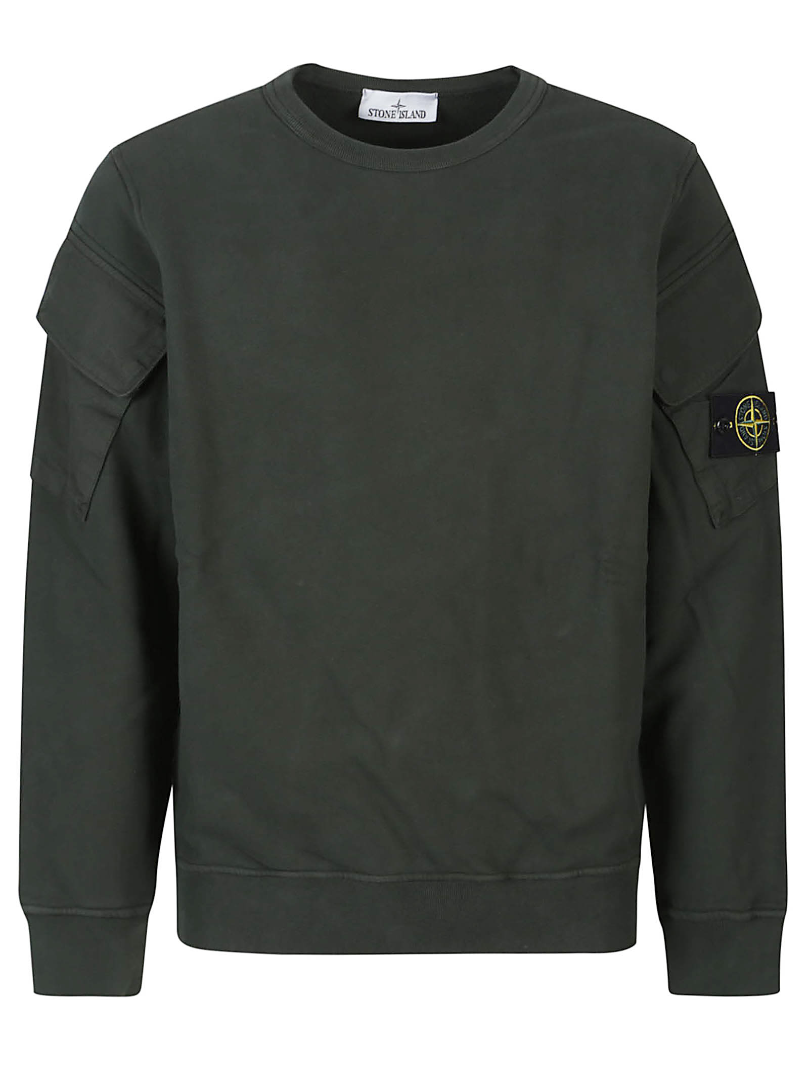 Stone Island Crewneck Sweatshirt In Brushed Organic Cotton In Brown