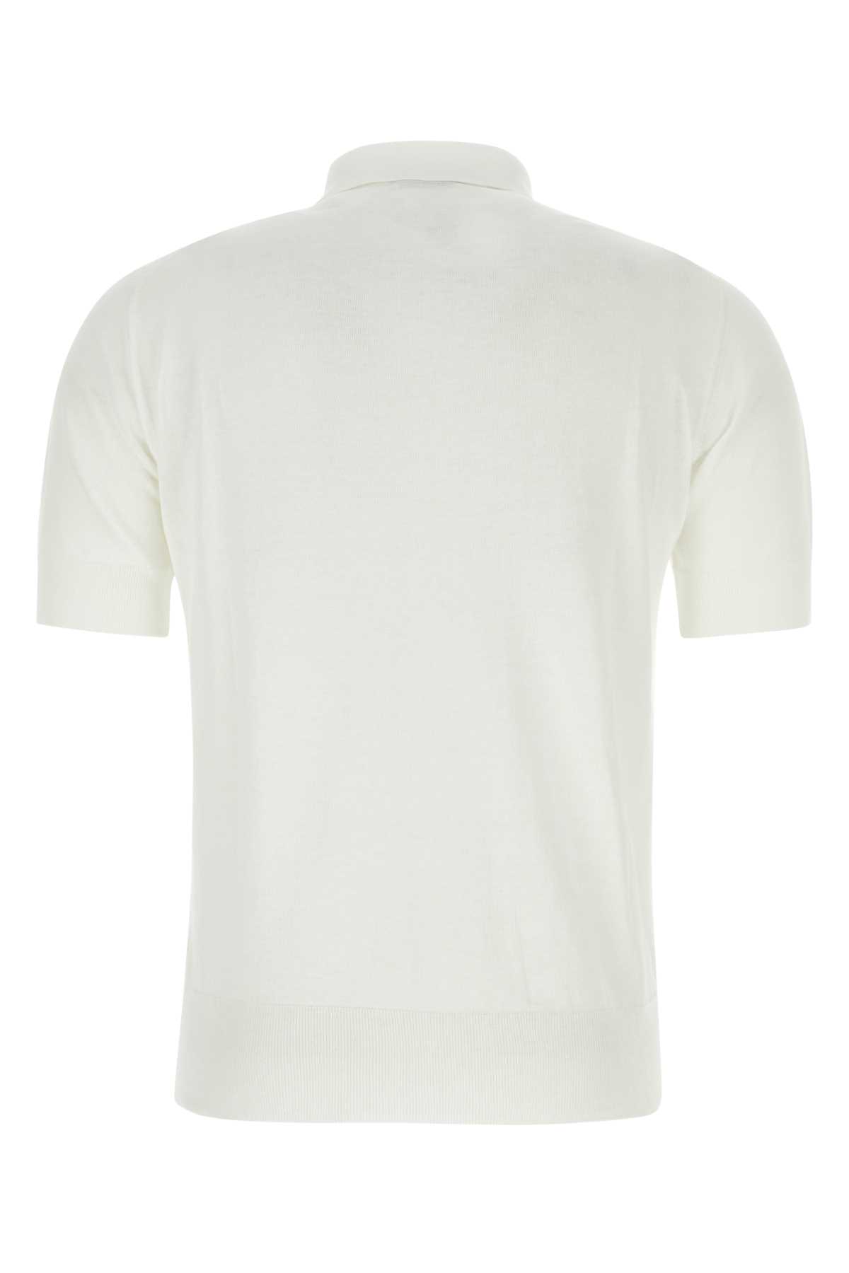 Pt01 White Cotton Polo Shirt In Bianco