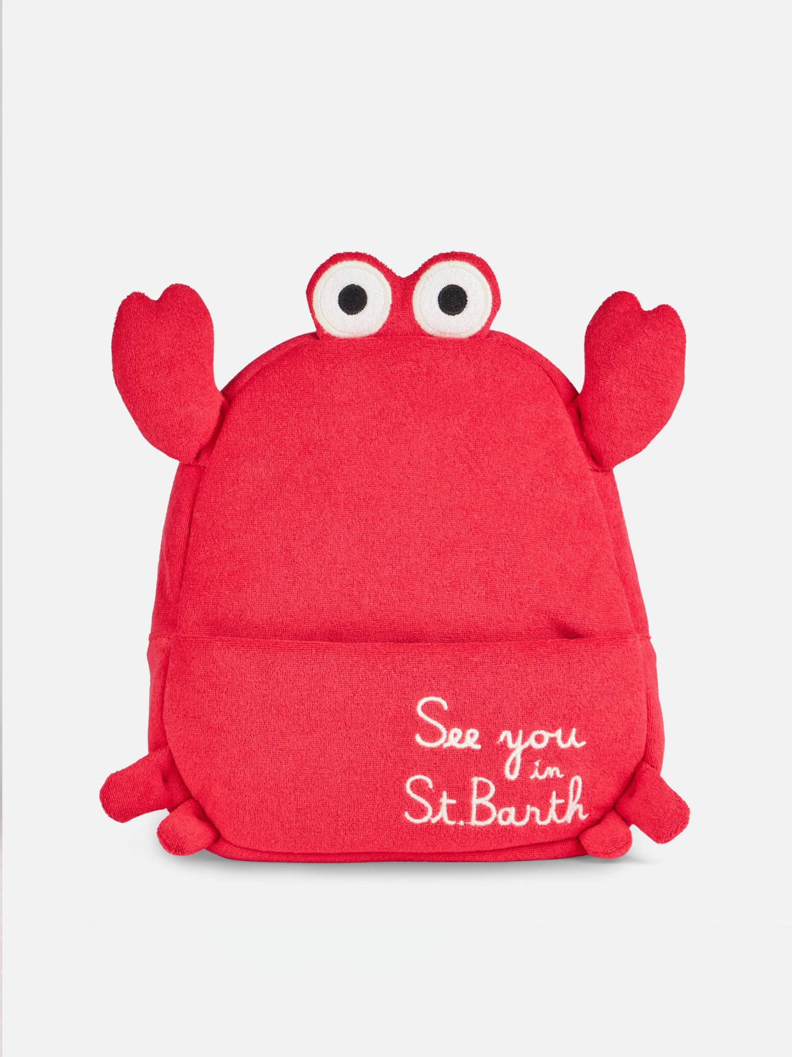 Mc2 Saint Barth Terry Padded Backpack With Crab Shape In Red