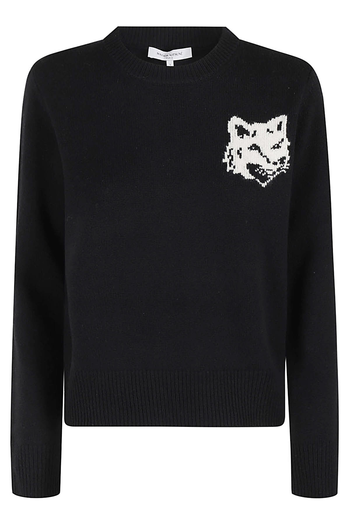 Maison Kitsuné Fox Head Intarsia Regular Jumper In Black