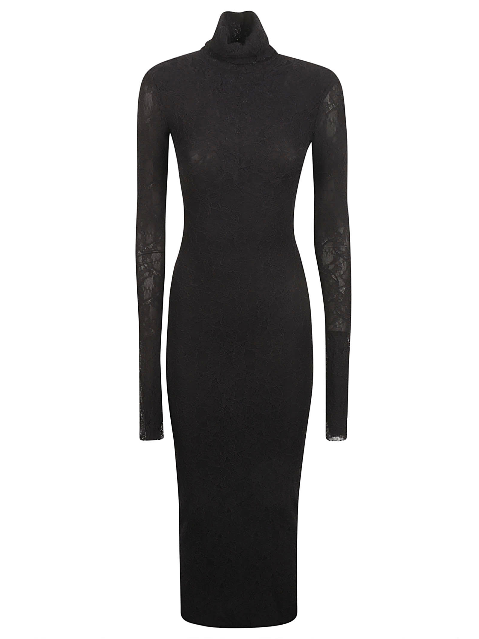 Shop Philosophy Di Lorenzo Serafini Roll Neck Floral Lace Slim Dress In Black