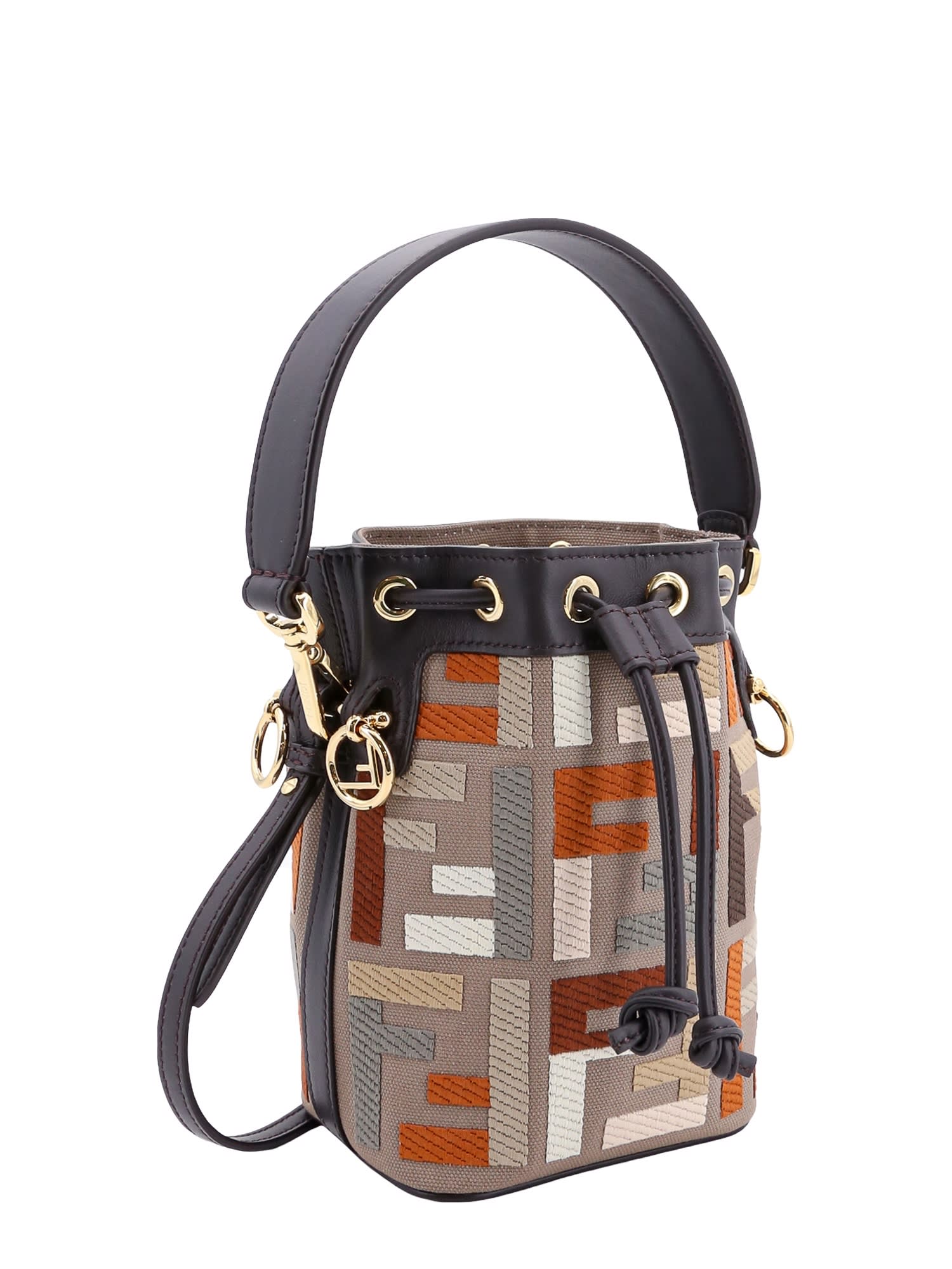 FENDI Mon Tresor Drawstring FF Canvas Bucket Bag Multicolor