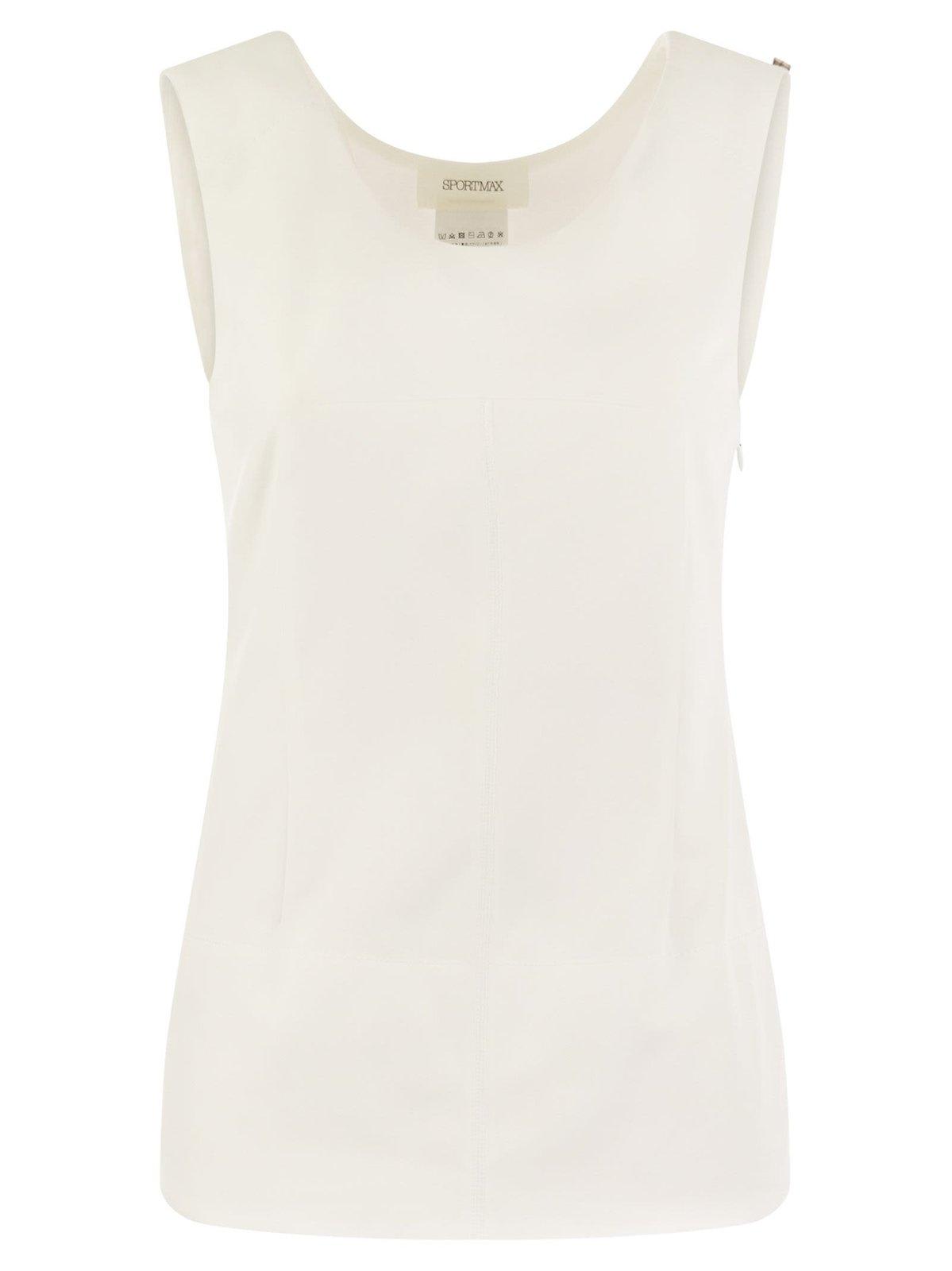 Shop Sportmax Sleeveless Jersey Top In Bianco