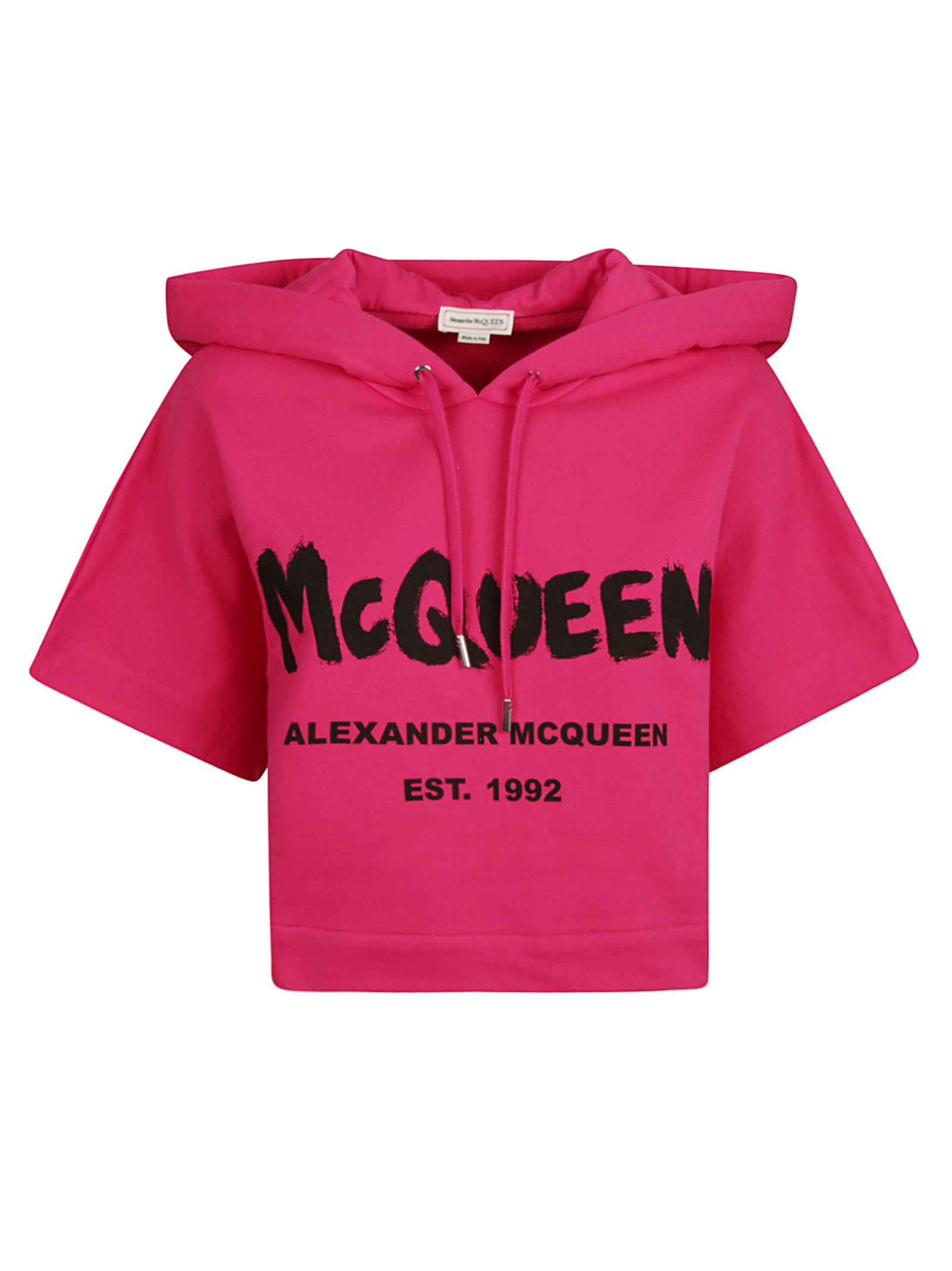 Alexander McQueen Logo Print Cropped Hoodie
