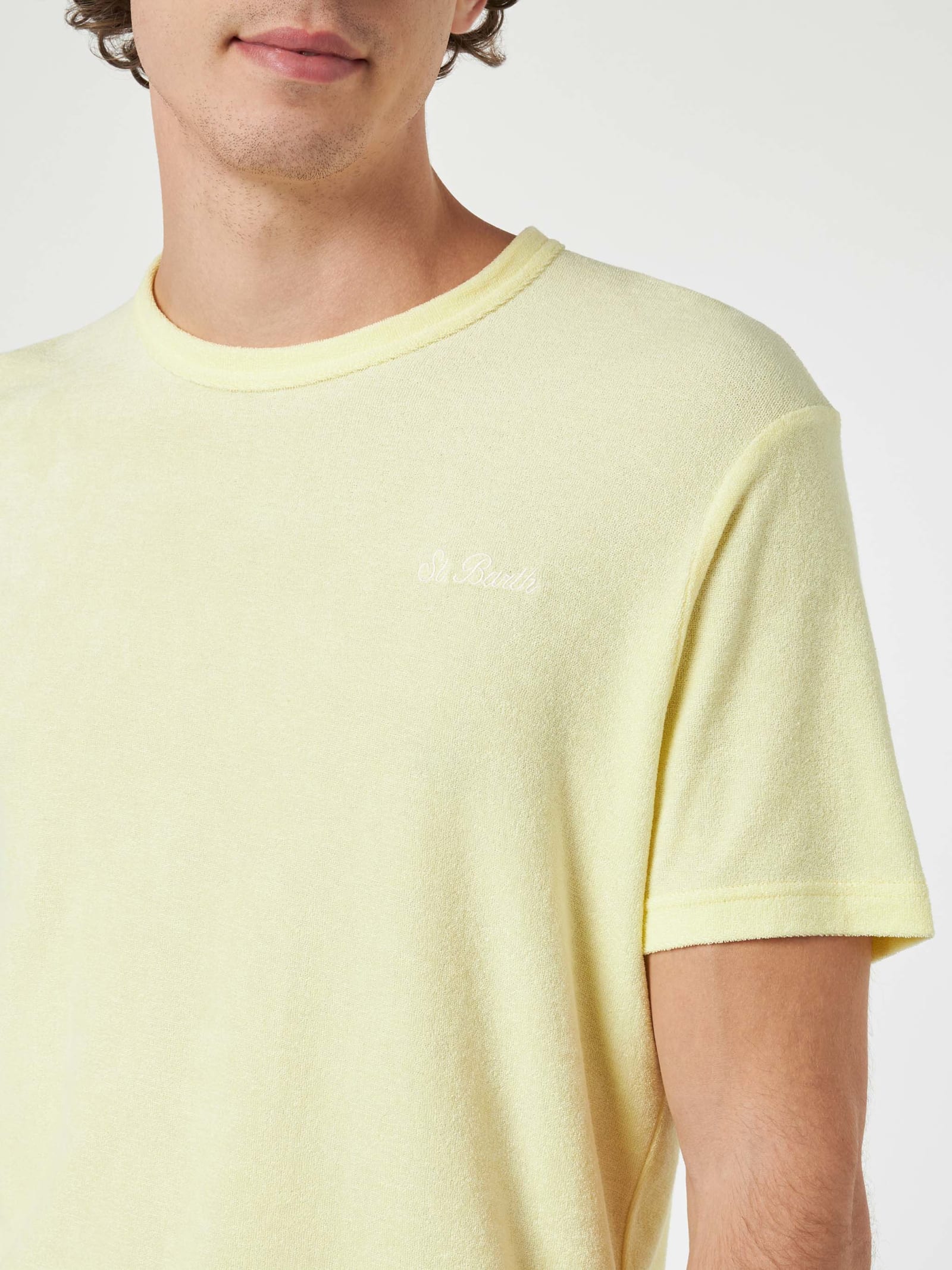 MC2 SAINT BARTH MAN YELLOW TERRY T-SHIRT GARY WITH ST. BARTH EMBROIDERY