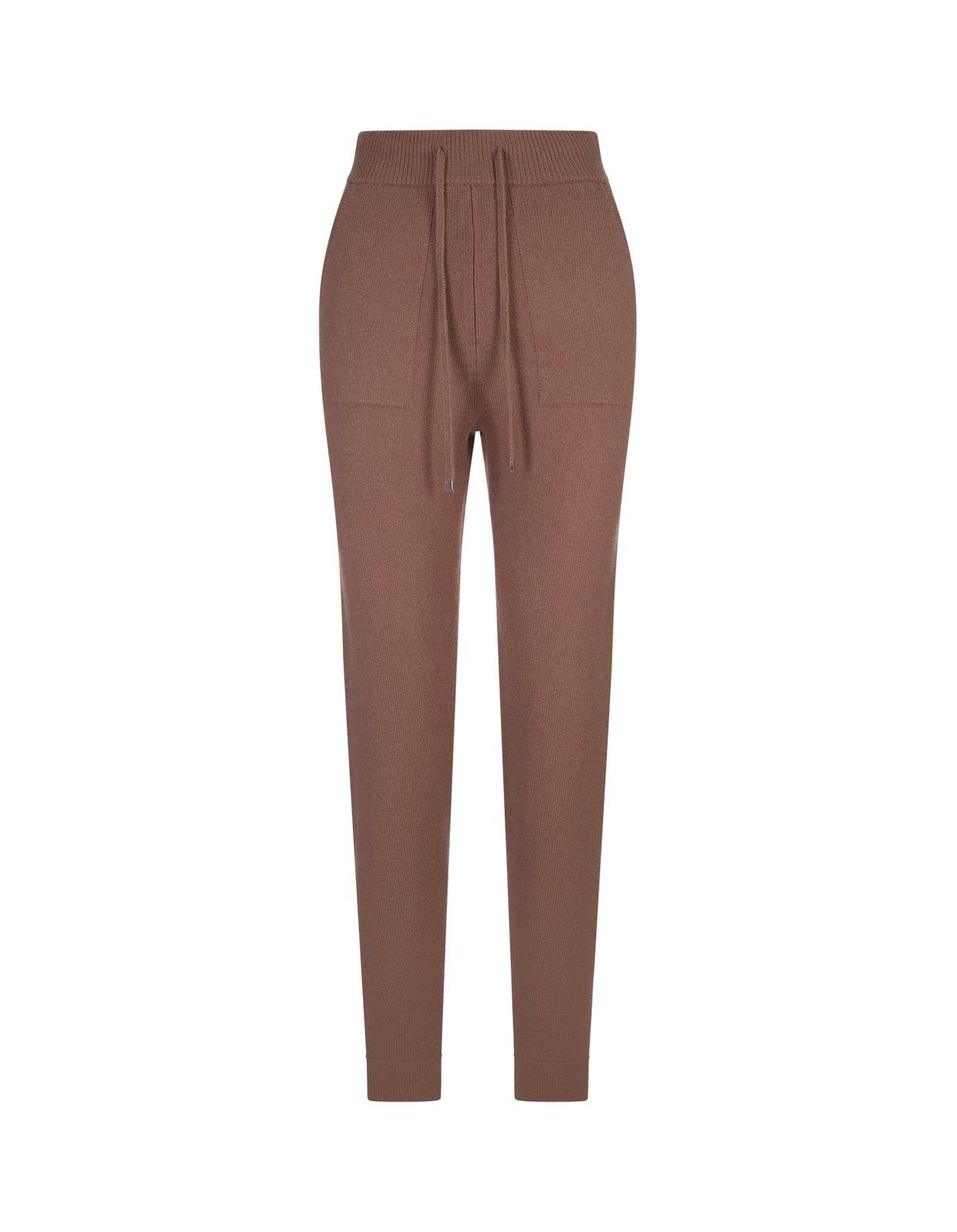 Shop 's Max Mara High Waist Drawstring Knitted Trousers In Camel